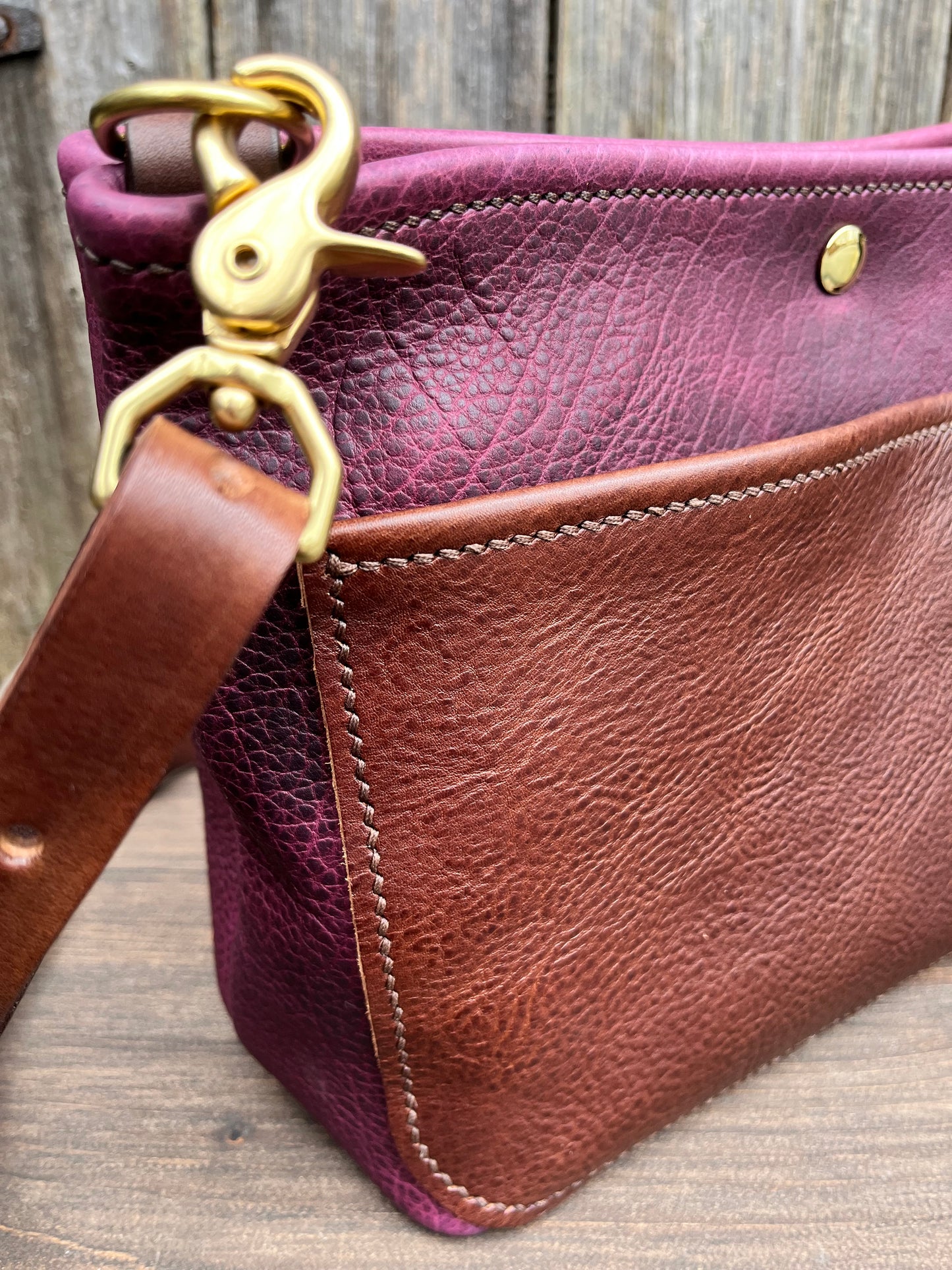 Mini Mimi Convertible Bag in Grape Bison