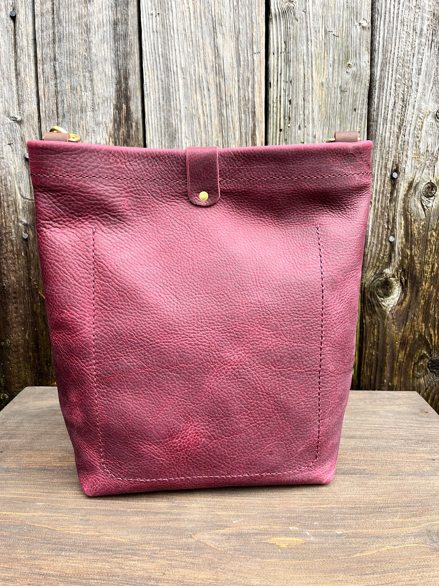 Bonnie Bucket in Purple Kodiak with Longer Braided Leather Strap