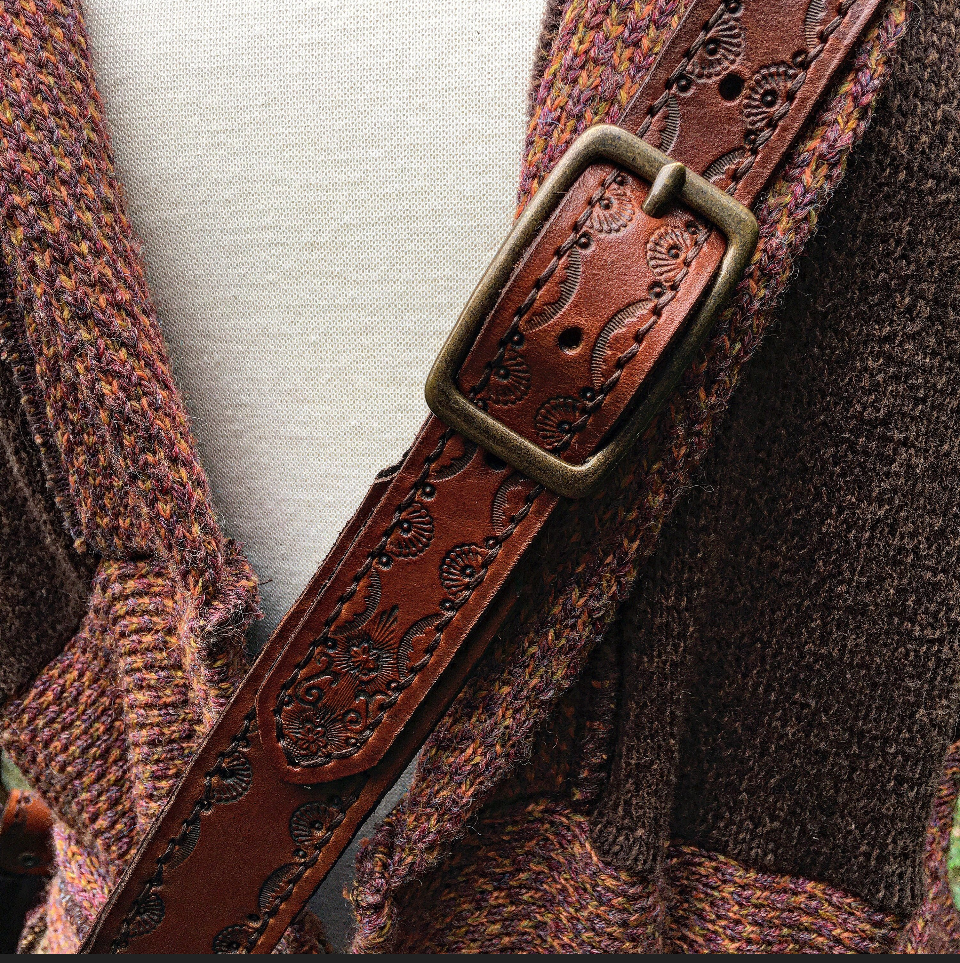 Evolet Leather Crossbody Pouch in Dark Chocolate Deerskin with Turquoise Stone