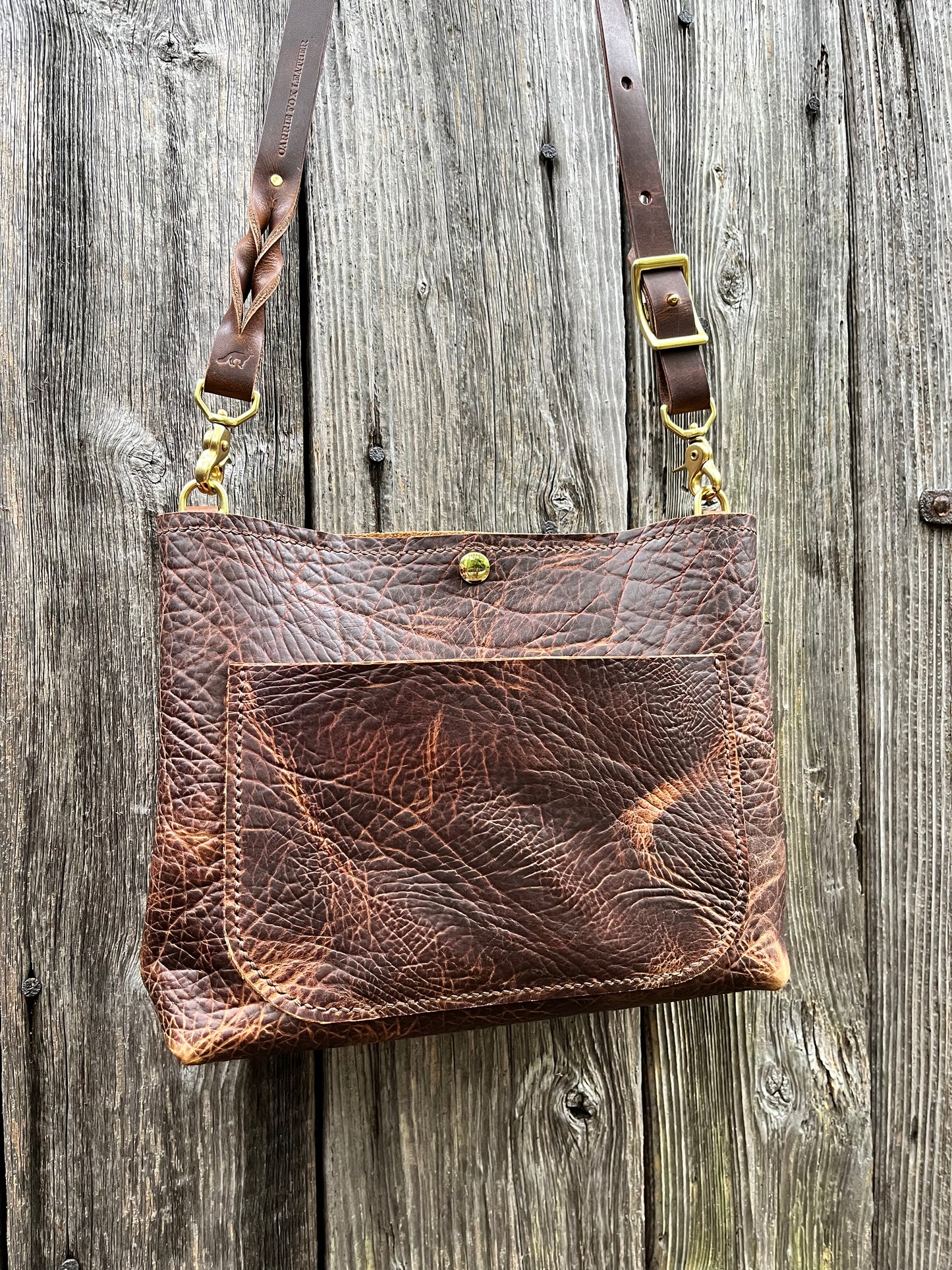 Leather Crossbody in Woodstock Distressed Bison