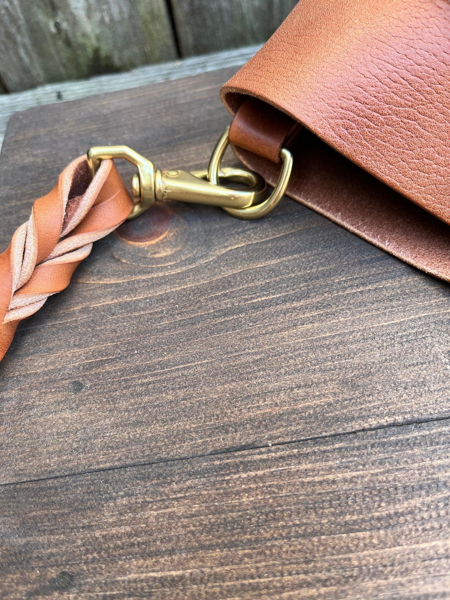 Emma Shoulder Bag in Wickett & Craig Milled Buck Brown with Longer Braided Leather Strap