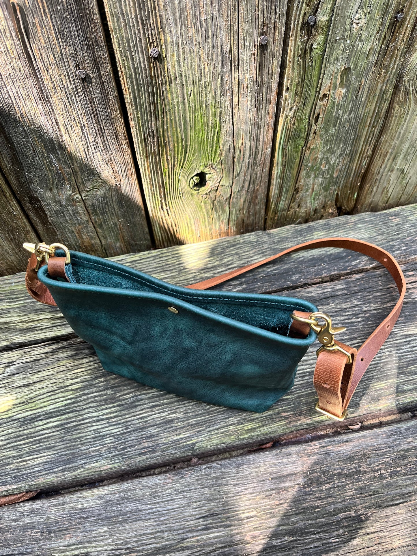 Leather Crossbody Mini in Blue Spruce