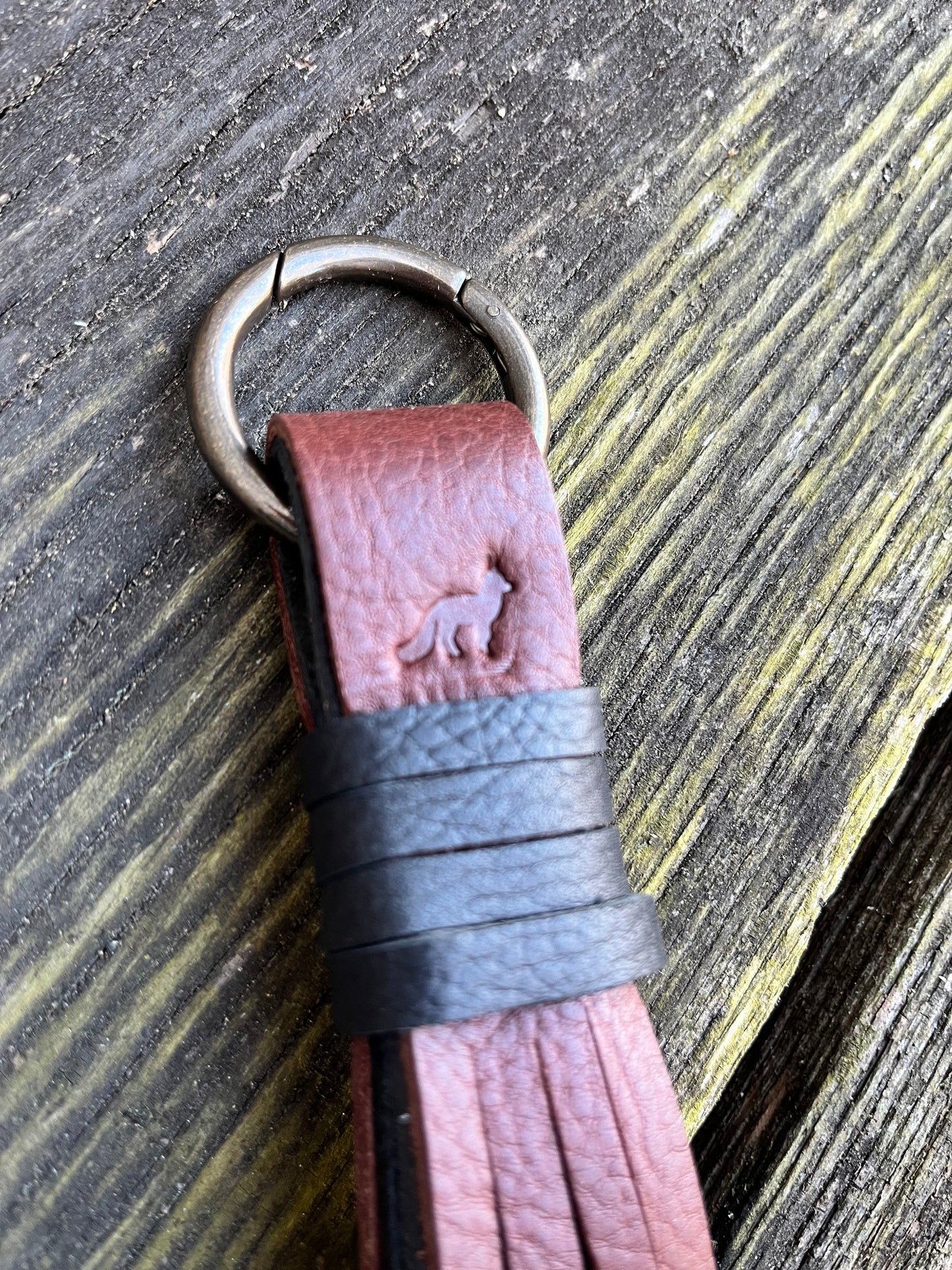 Knotted Leather Tassel in Tobacco & Black 12”-13”