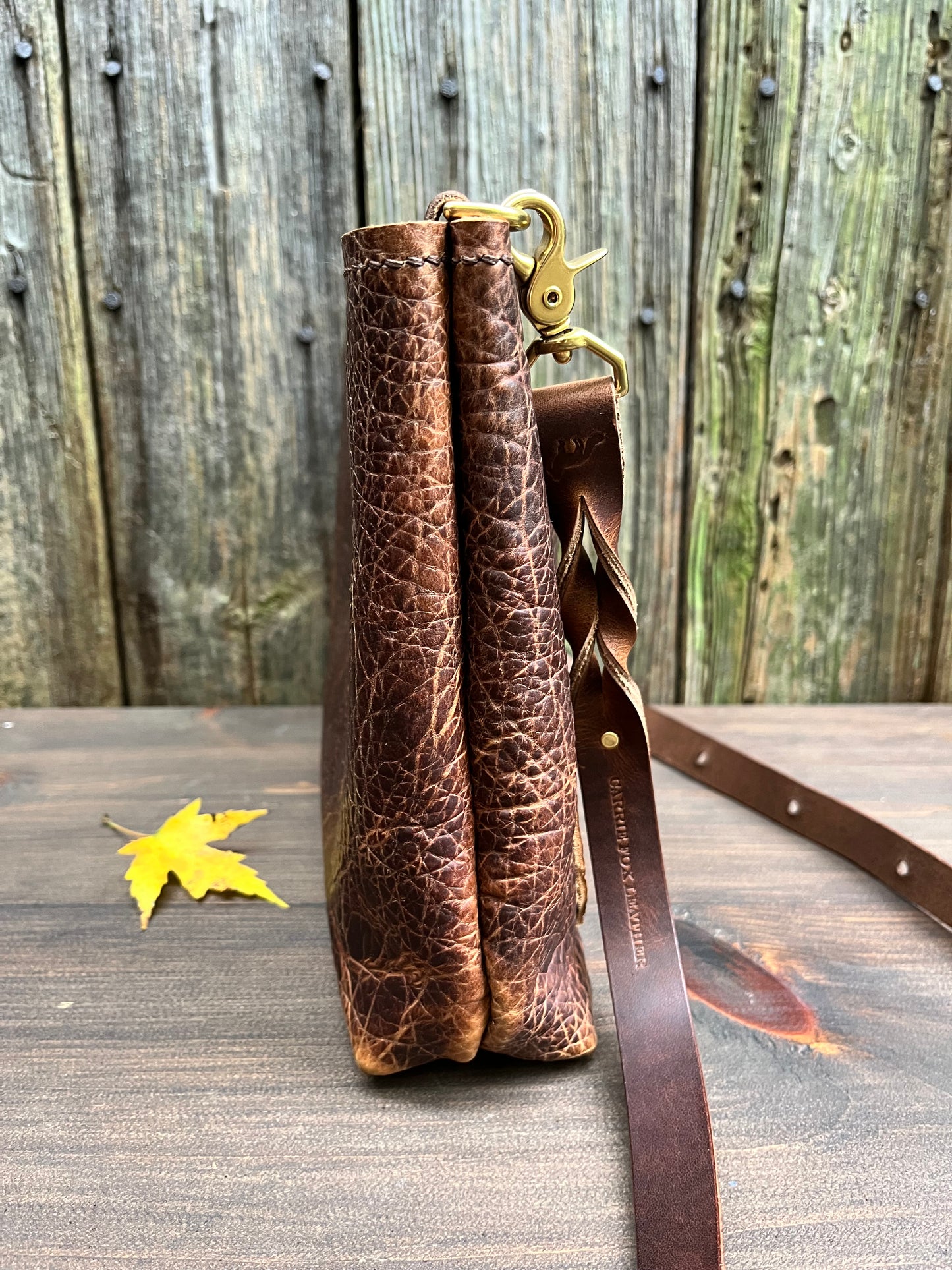 Leather Crossbody in Woodstock Distressed Bison