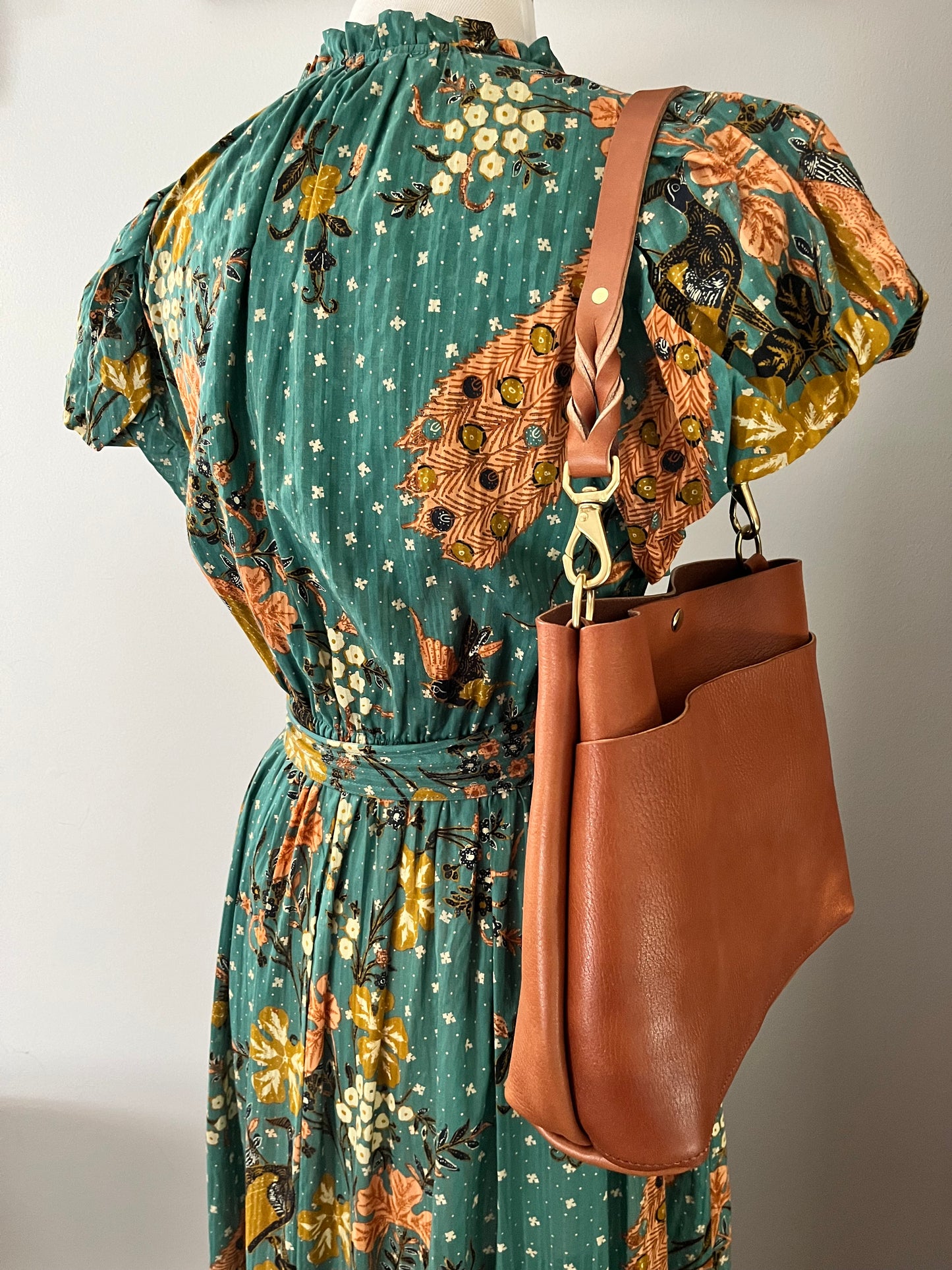 Emma Shoulder Bag in Wickett & Craig Milled Buck Brown with Longer Braided Leather Strap