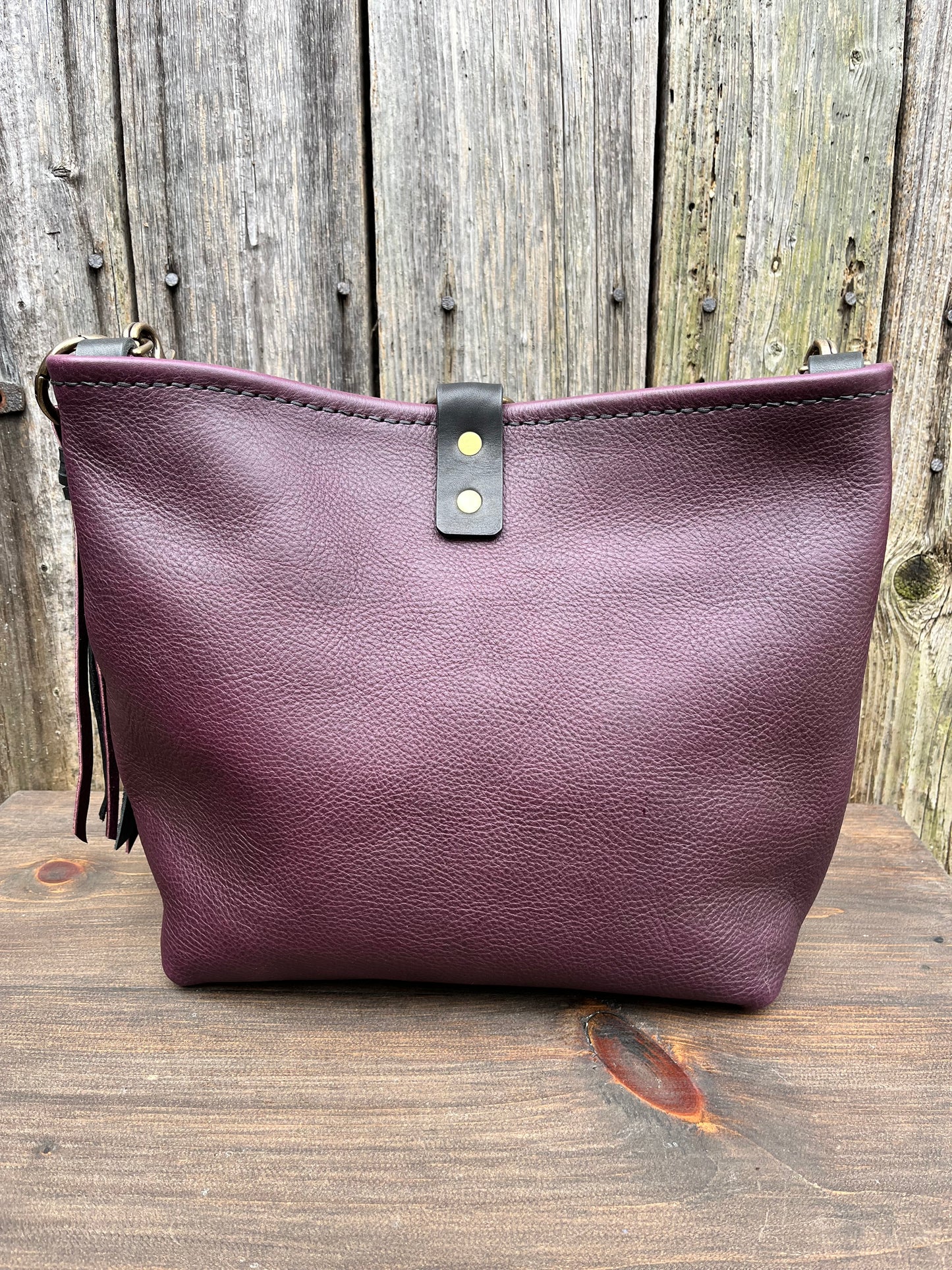 Mimi Slouch Bag in Violet with Braided Throwover Leather Tassel