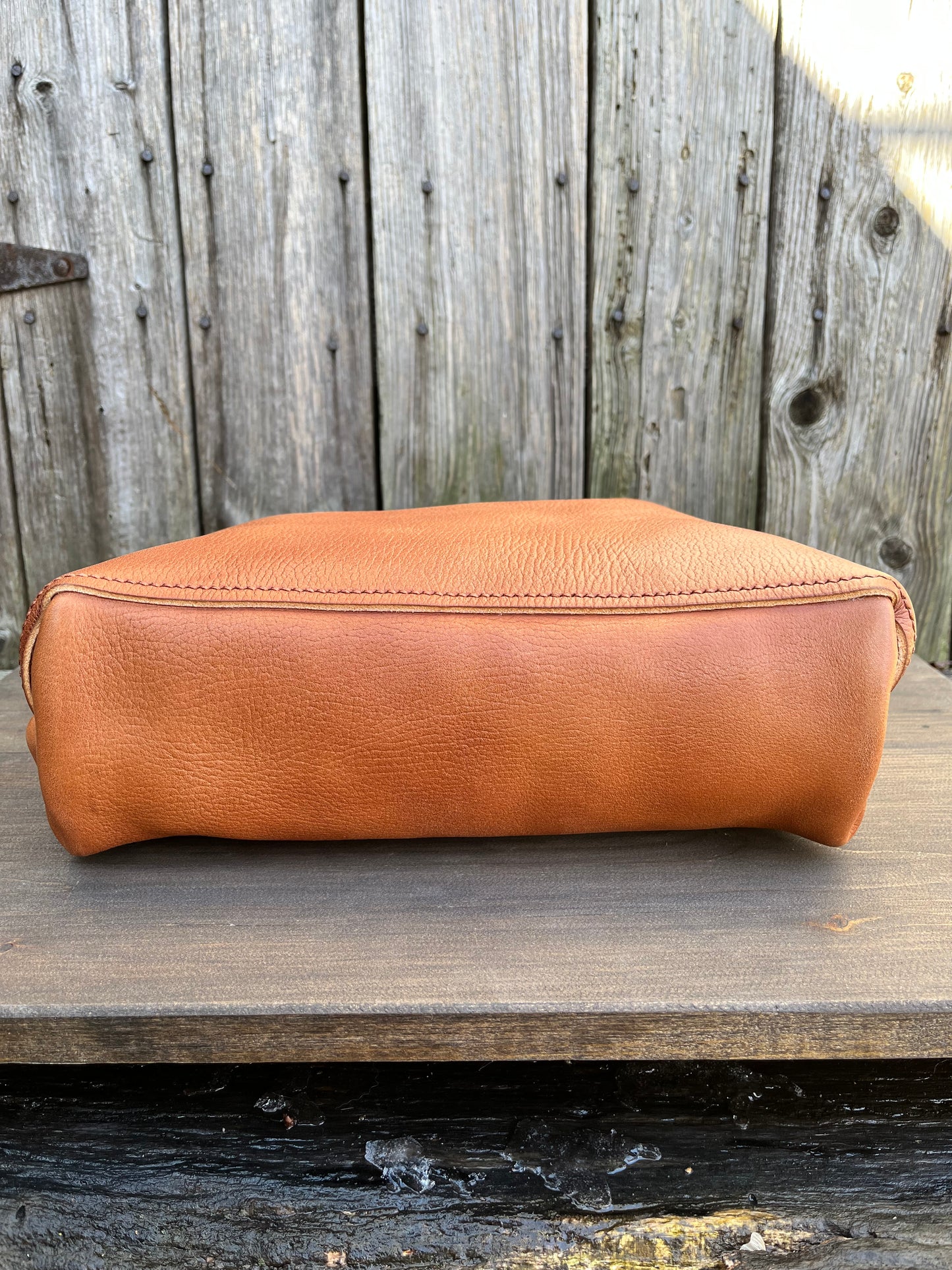 Emma Shoulder Bag in Wickett & Craig Milled Buck Brown with Longer Braided Leather Strap