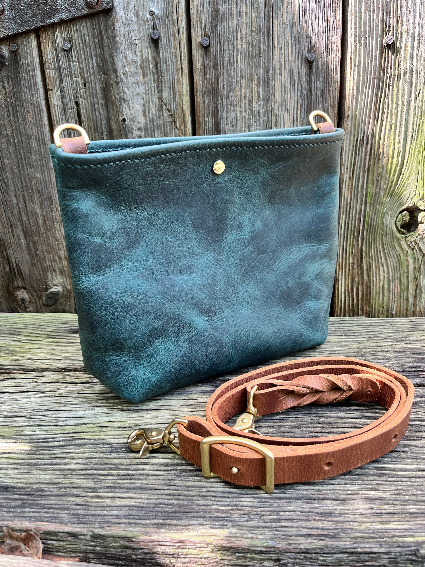 Leather Crossbody Mini in Blue Spruce