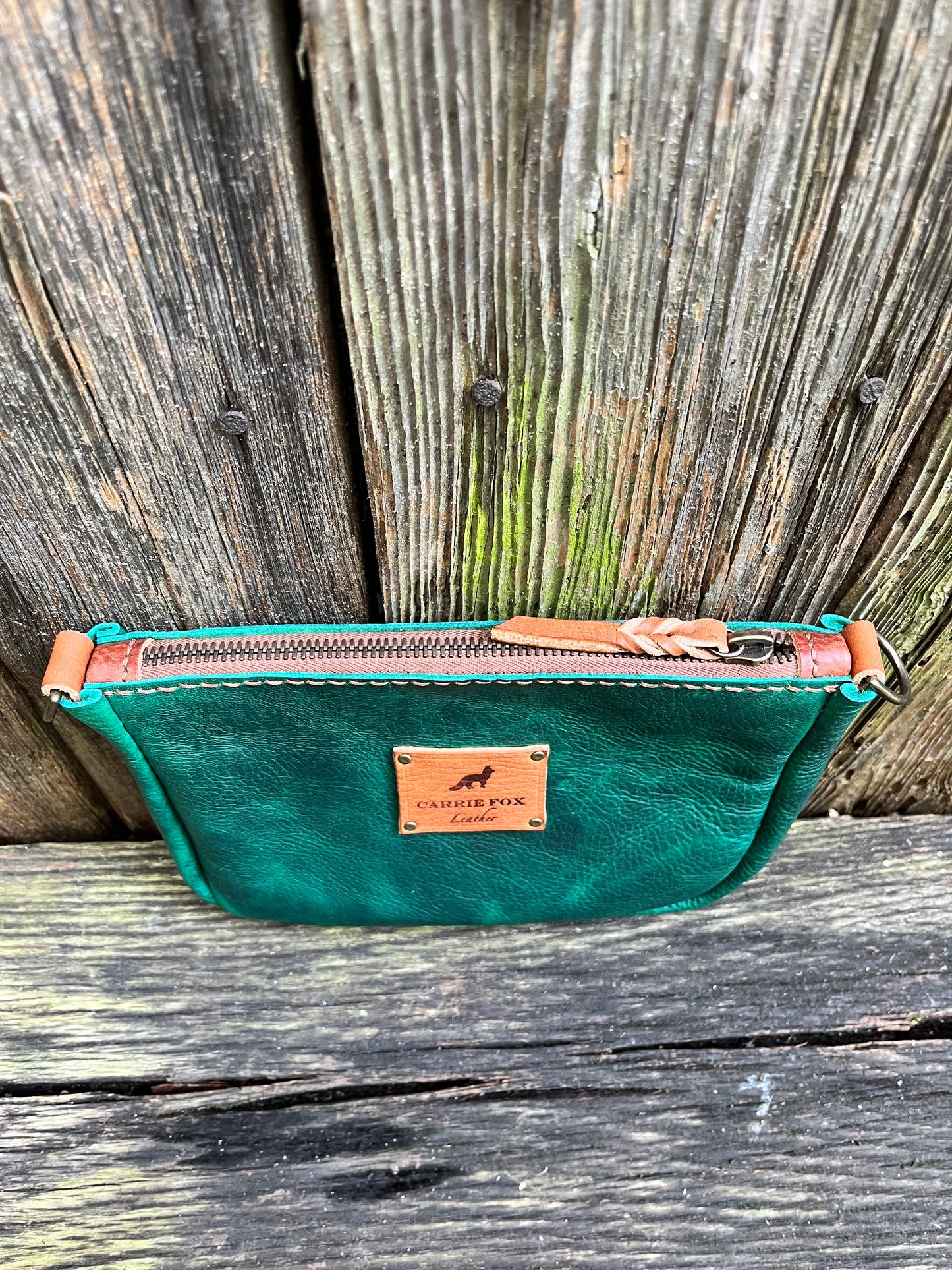 Poppy Crossbody in Emerald Cowhide with Brown Leather Accents