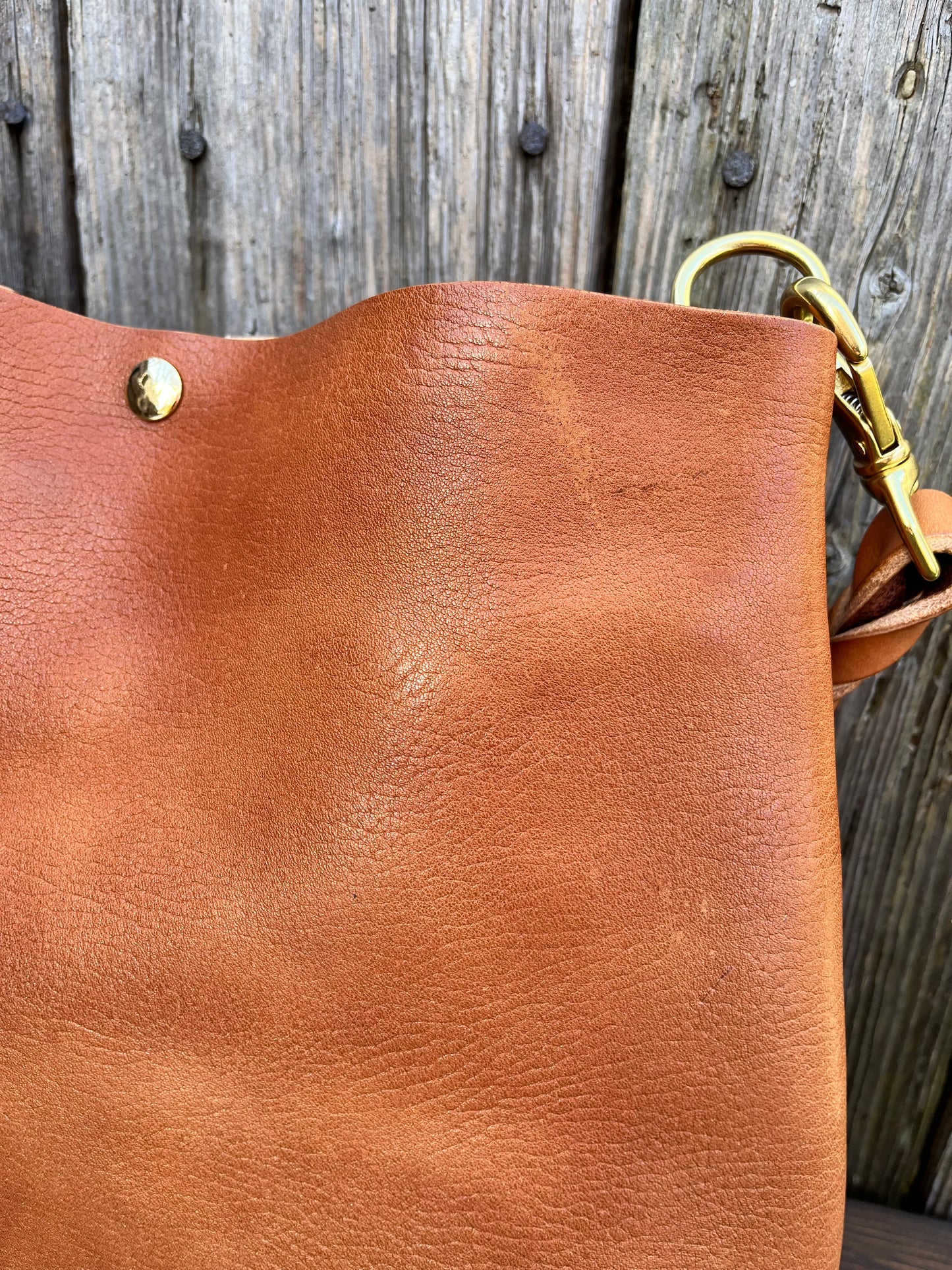 Emma Shoulder Bag in Wickett & Craig Milled Buck Brown with Longer Braided Leather Strap