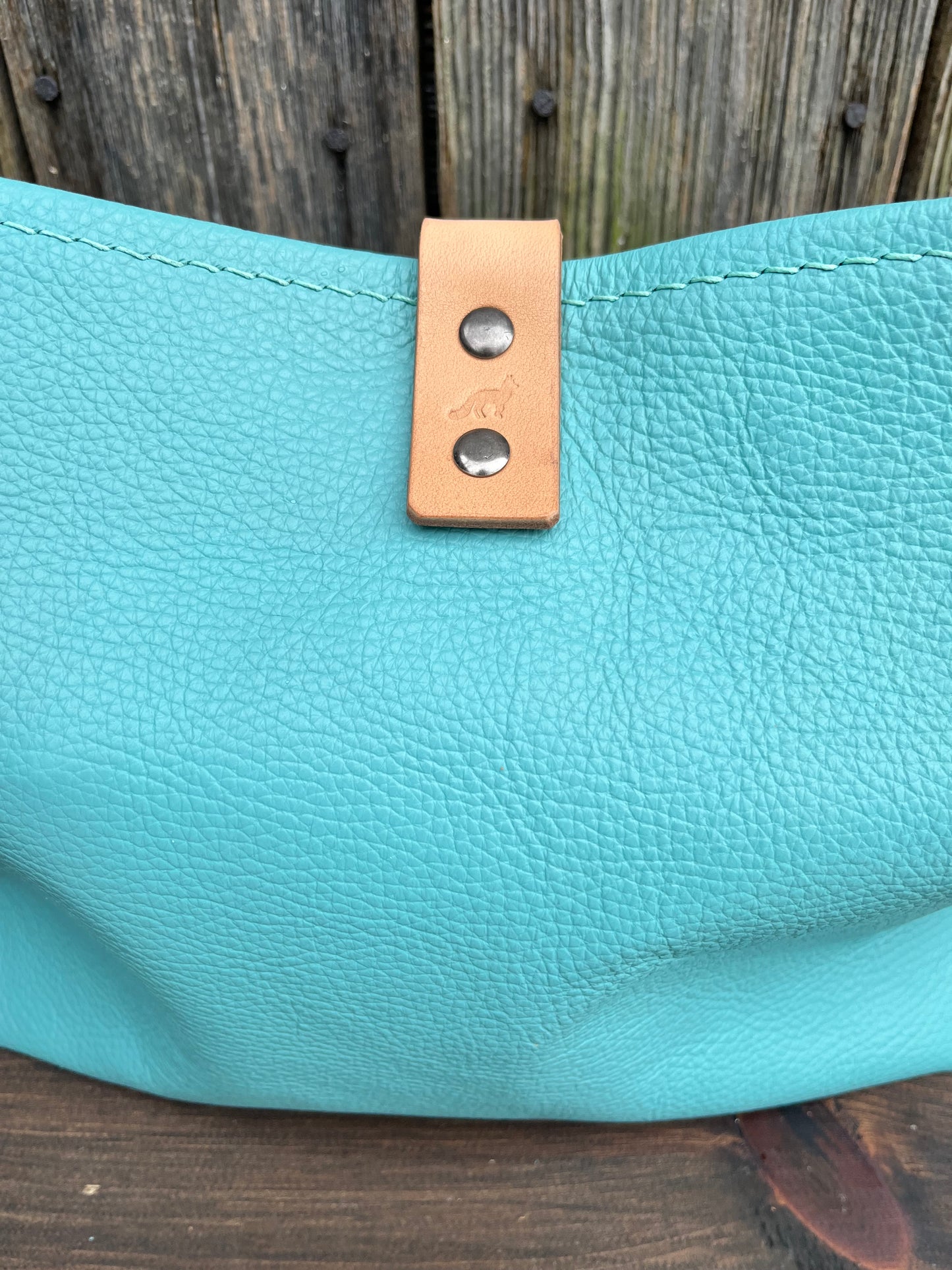 Mimi Slouch Bag in Tiffany Blue with Braided Throwover Leather Tassel