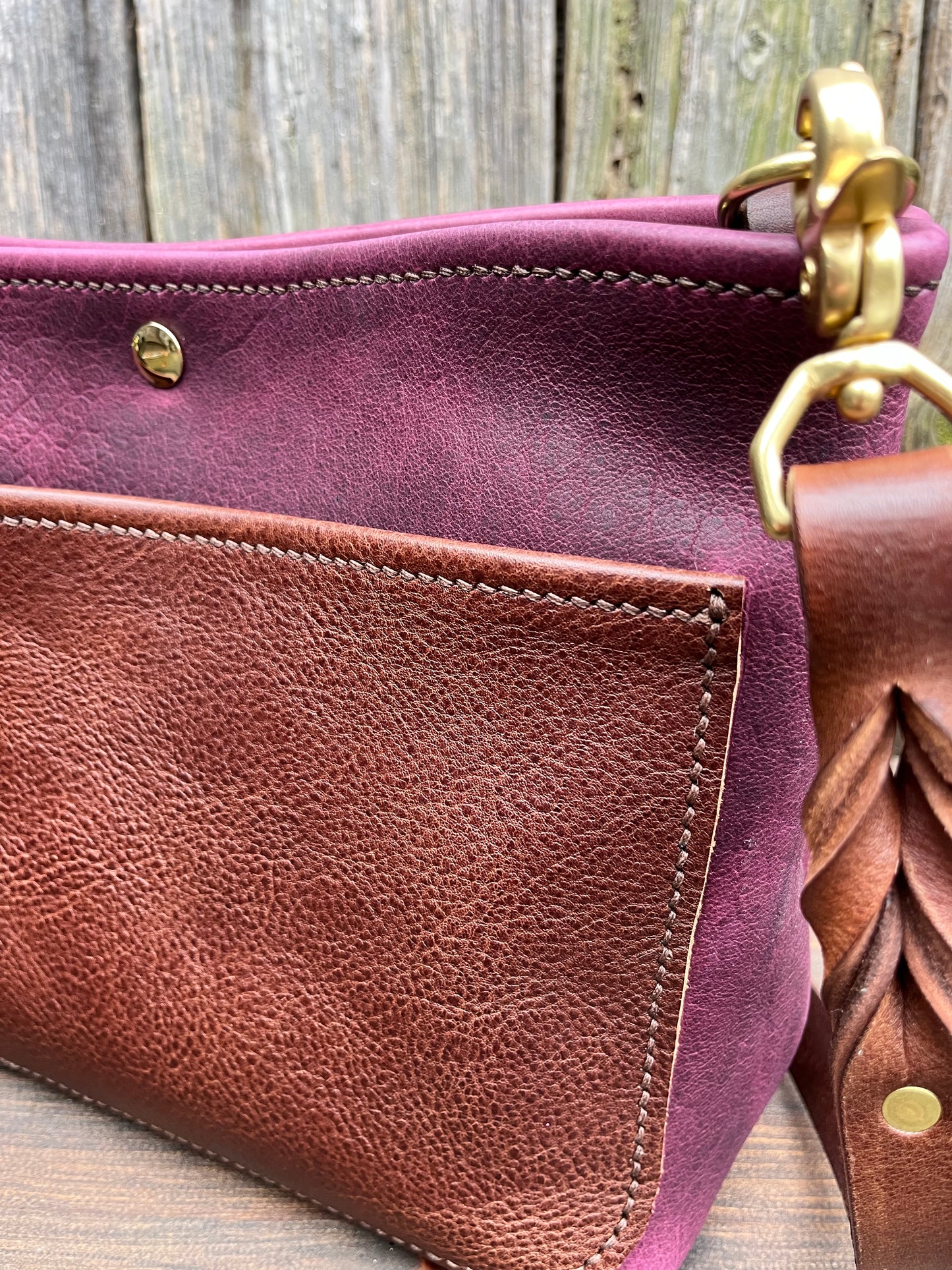 Mini Mimi Convertible Bag in Grape Bison