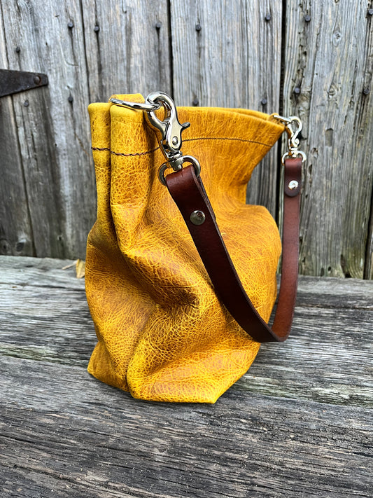 Carrie Hobo in Mustard Bison with Standard Leather Strap