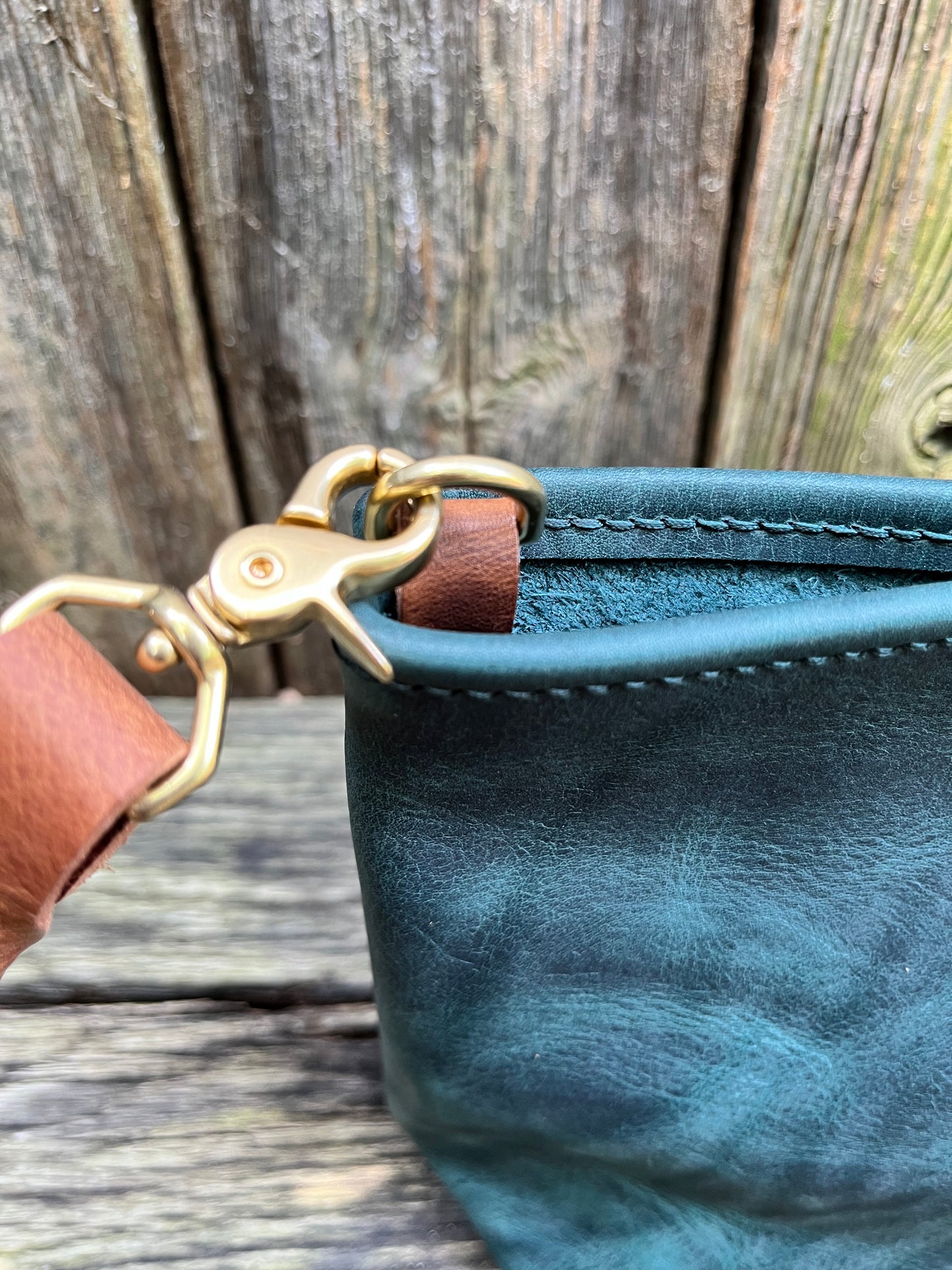 Leather Crossbody Mini in Blue Spruce