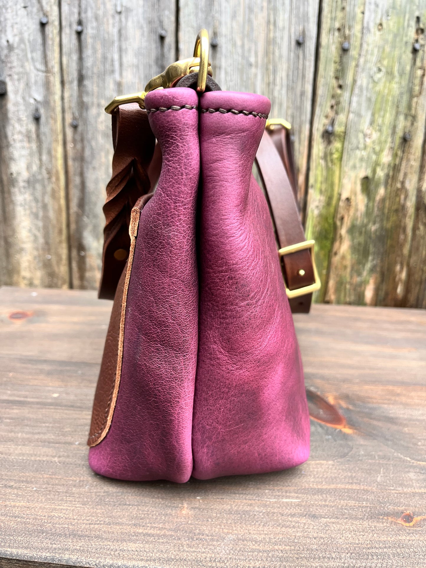 Mini Mimi Convertible Bag in Grape Bison