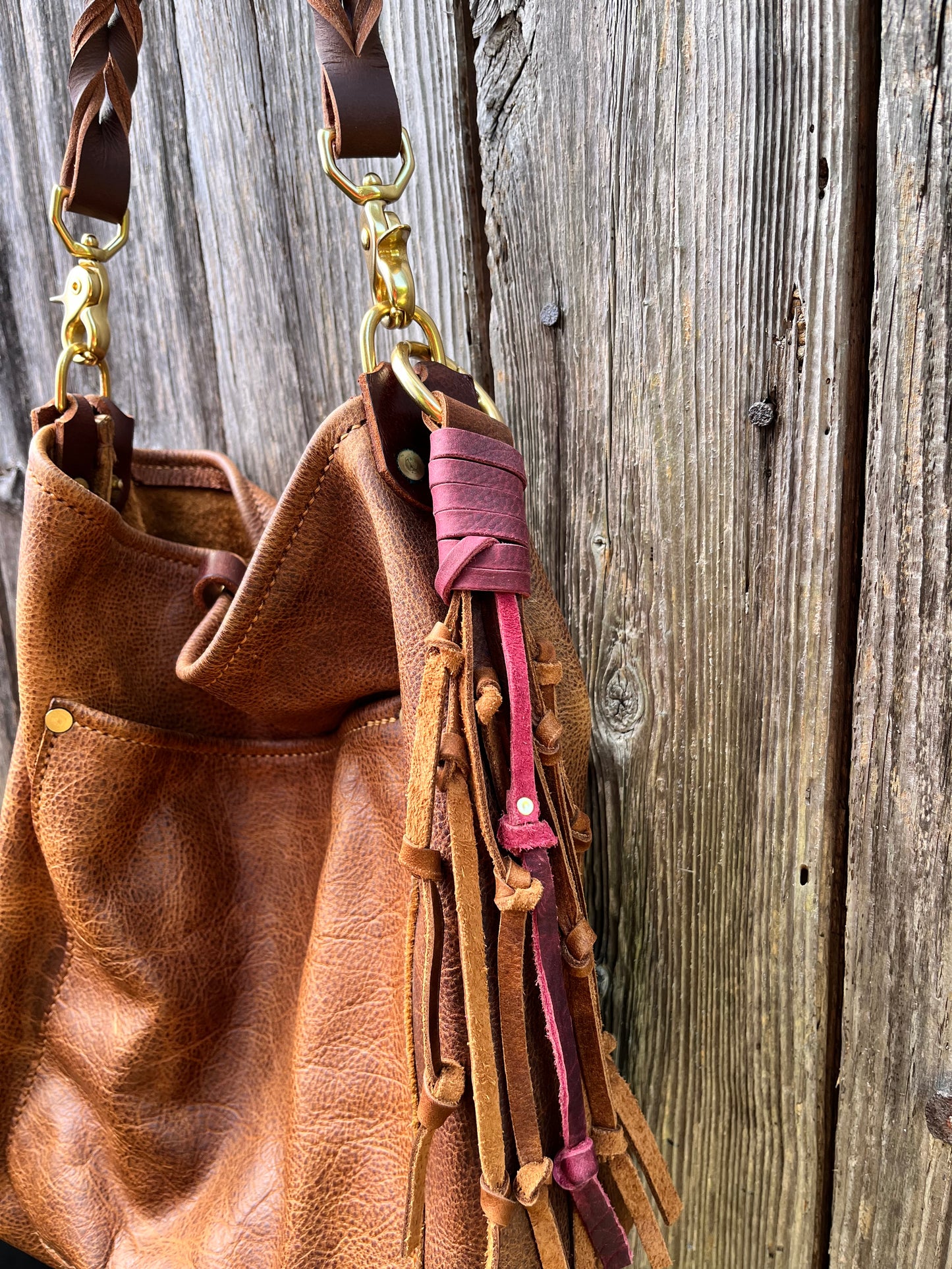 Two-Toned Handmade Knotted Leather Tassel