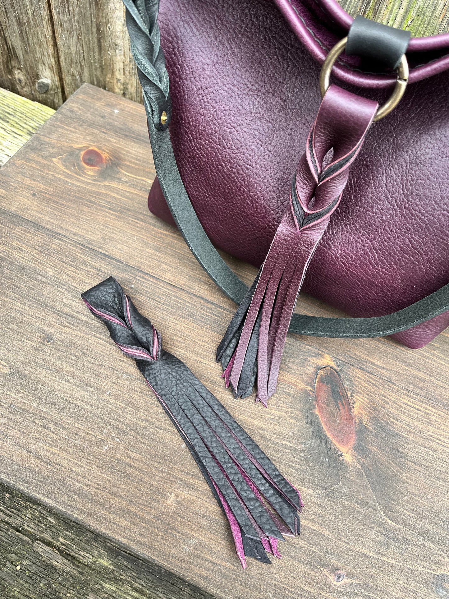 Mimi Slouch Bag in Violet with Braided Throwover Leather Tassel
