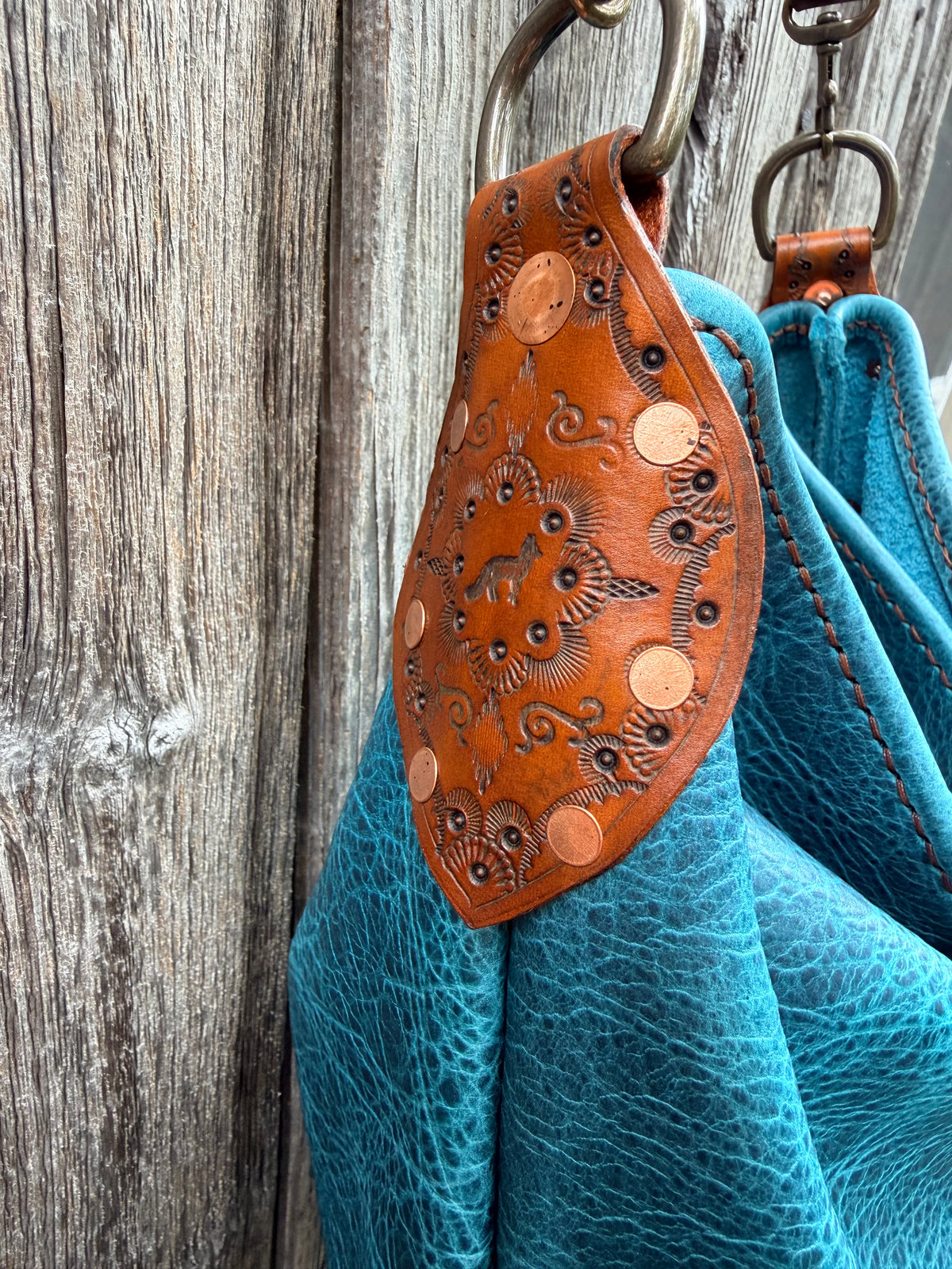 Willy Bucket in Premium Blue Bison with Guitar Strap