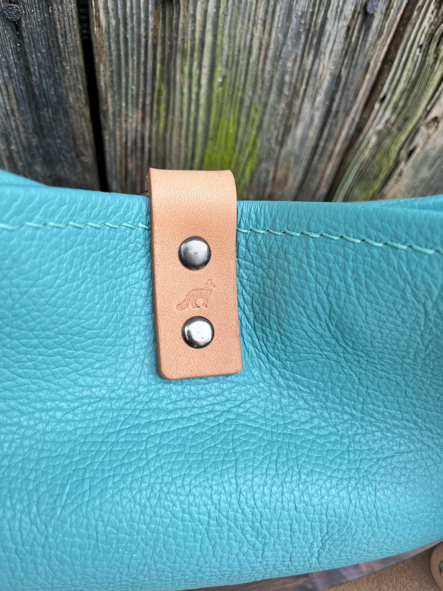 Mimi Slouch Bag in Tiffany Blue with Braided Throwover Leather Tassel