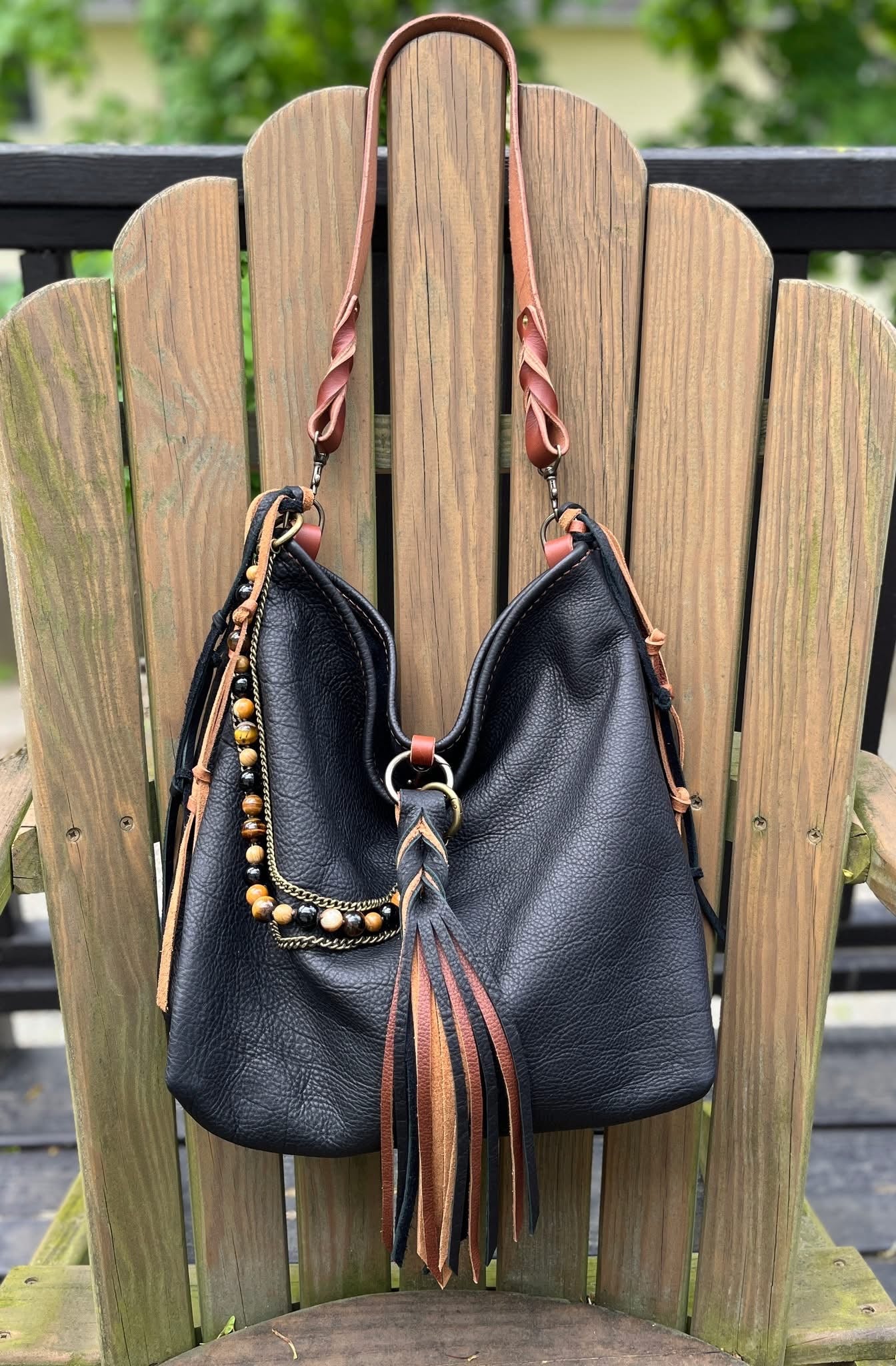 Chalet Bag in Distressed Black Bison