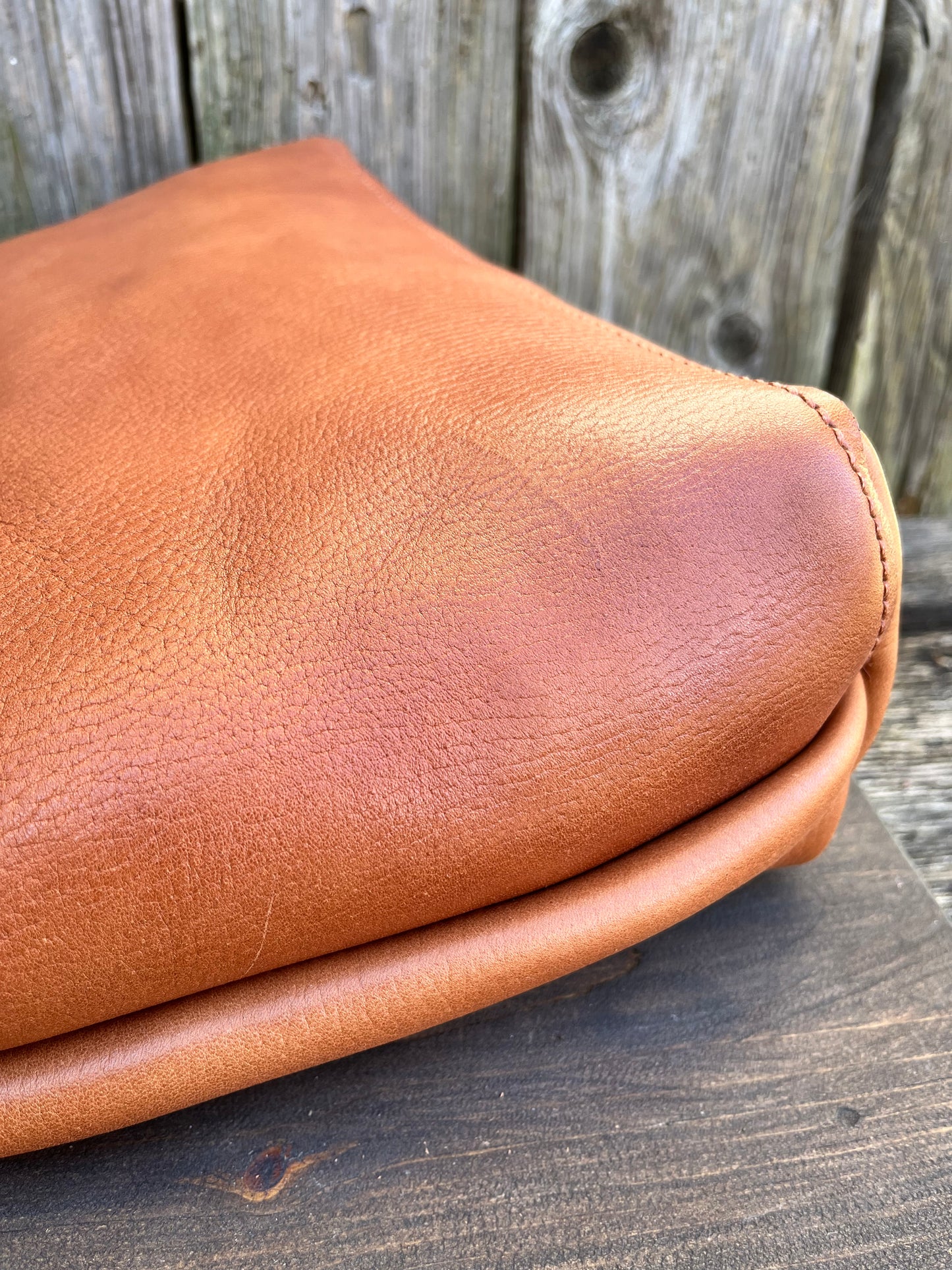 Emma Shoulder Bag in Wickett & Craig Milled Buck Brown with Longer Braided Leather Strap