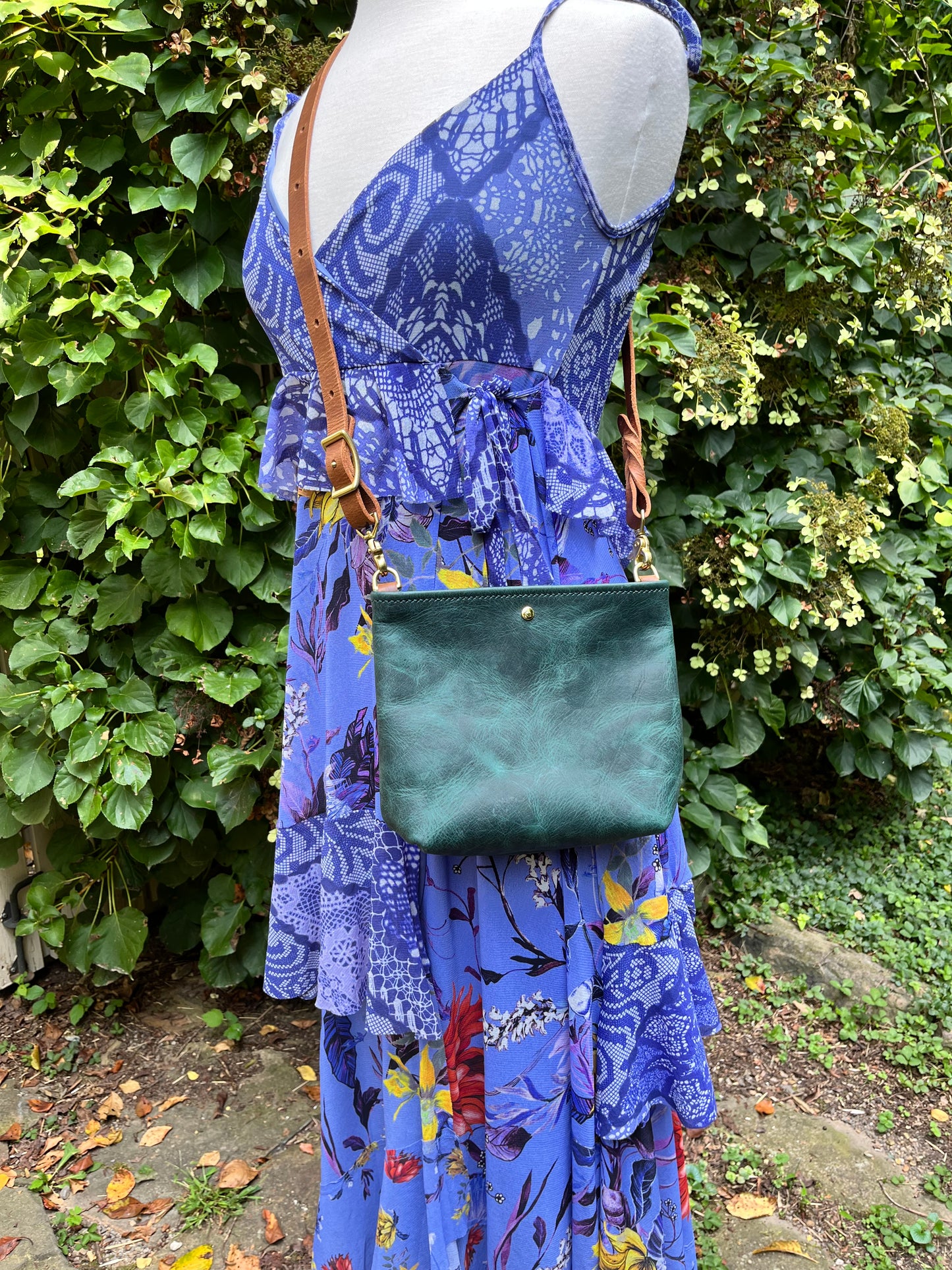 Leather Crossbody Mini in Blue Spruce