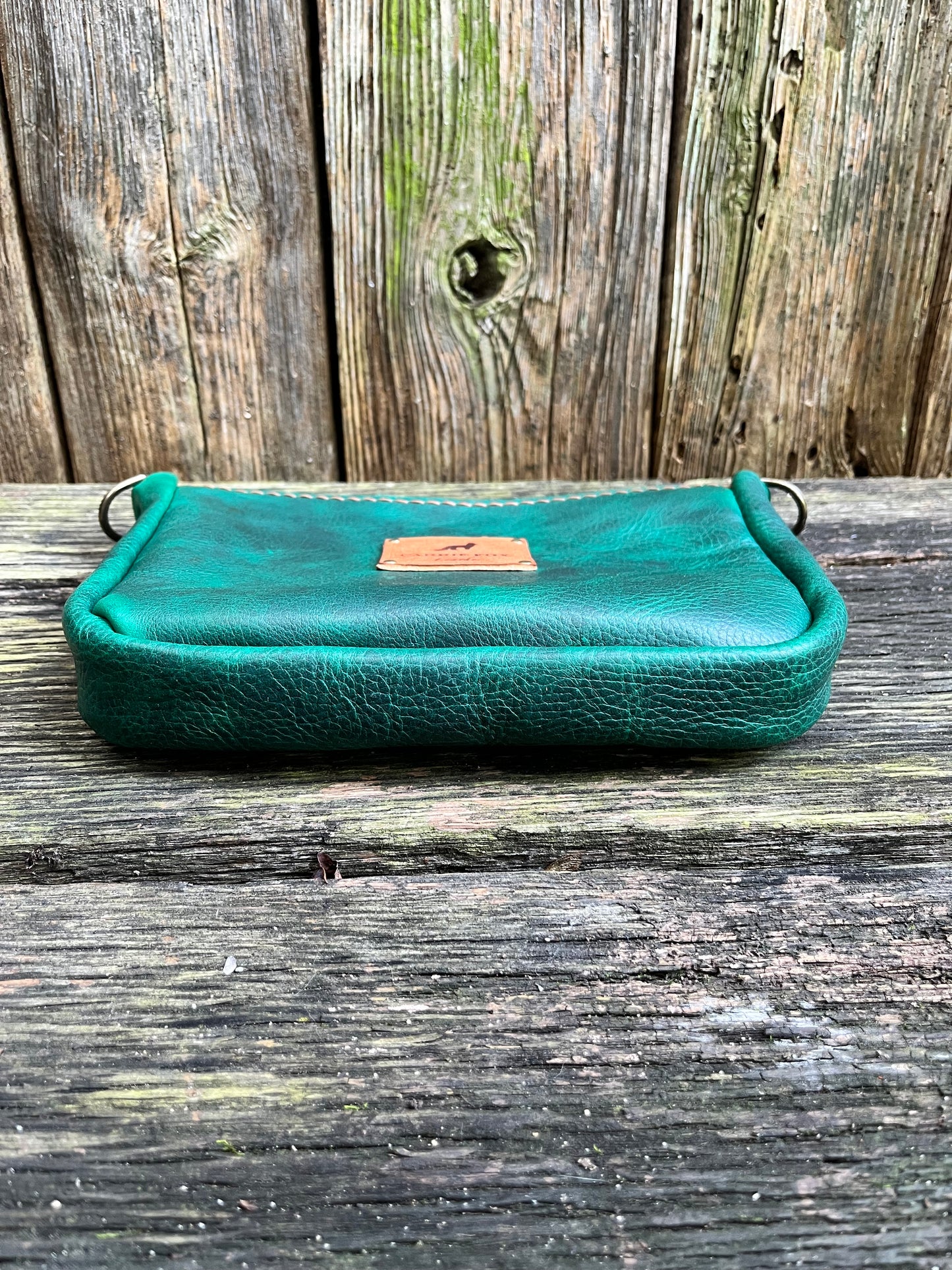 Poppy Crossbody in Emerald Cowhide with Brown Leather Accents
