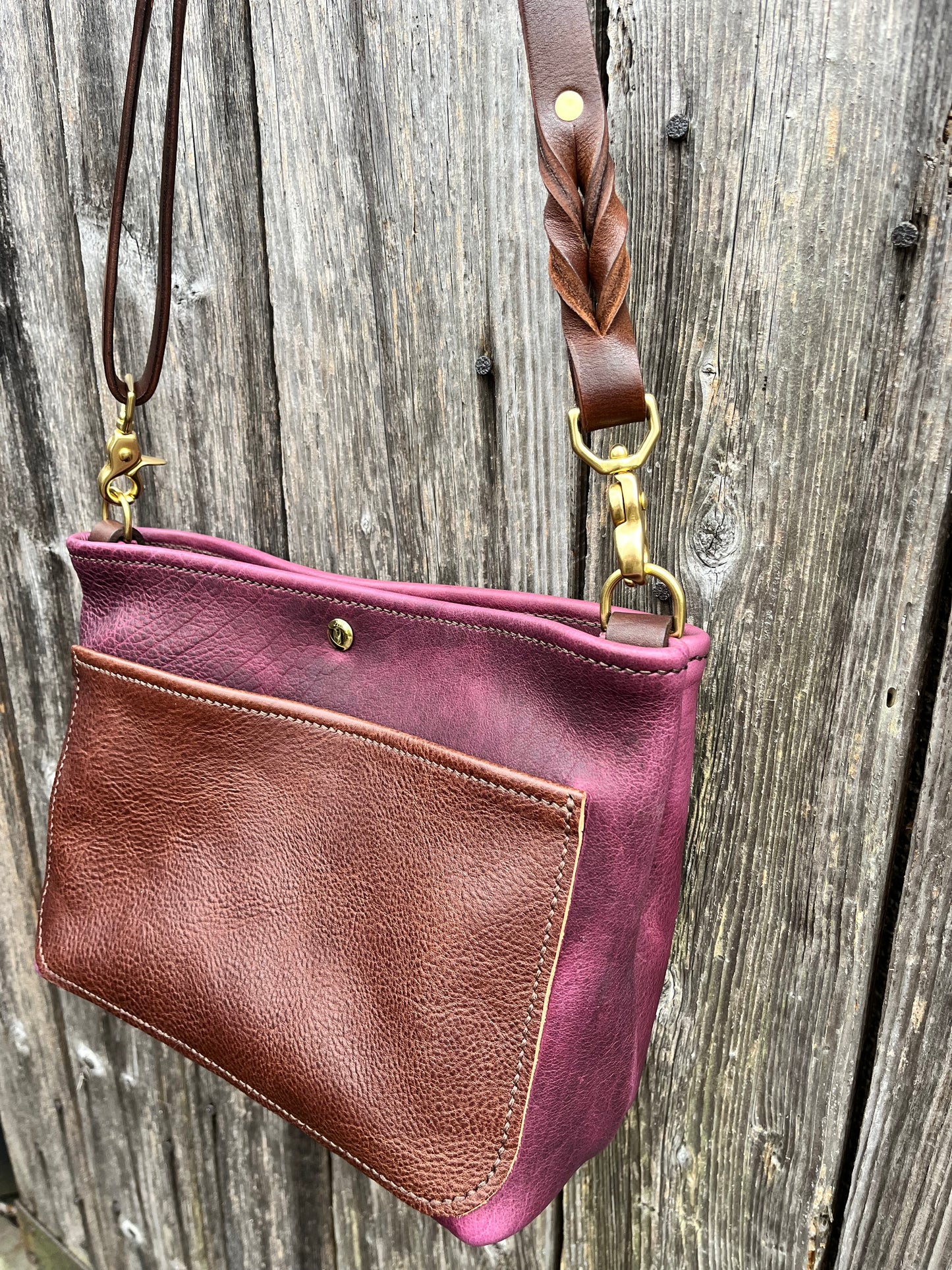 Mini Mimi Convertible Bag in Grape Bison