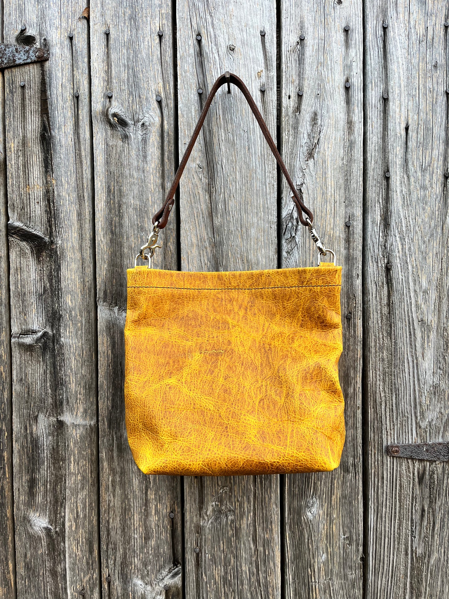 Carrie Hobo in Mustard Bison with Standard Leather Strap