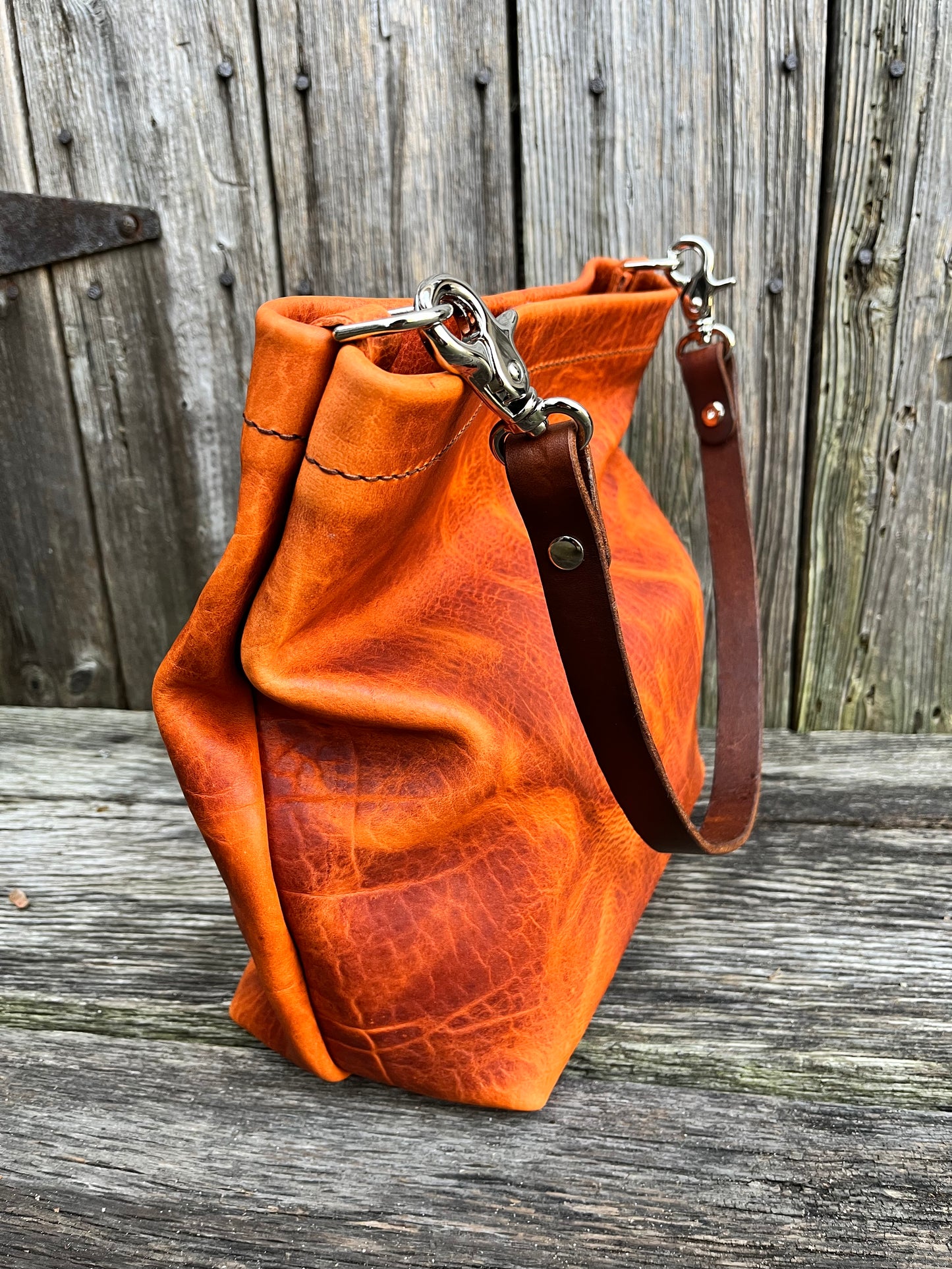 Carrie Hobo in Butternut Bison with Standard Leather Strap