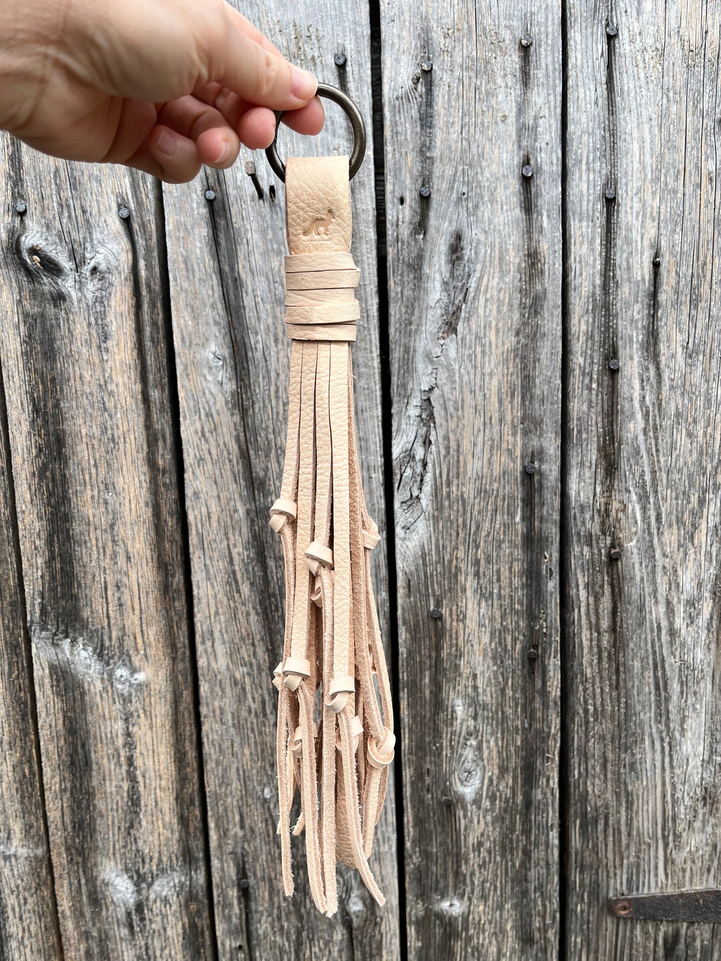 Extra Long Knotted Leather Tassel in Natural Veg Tan 15”