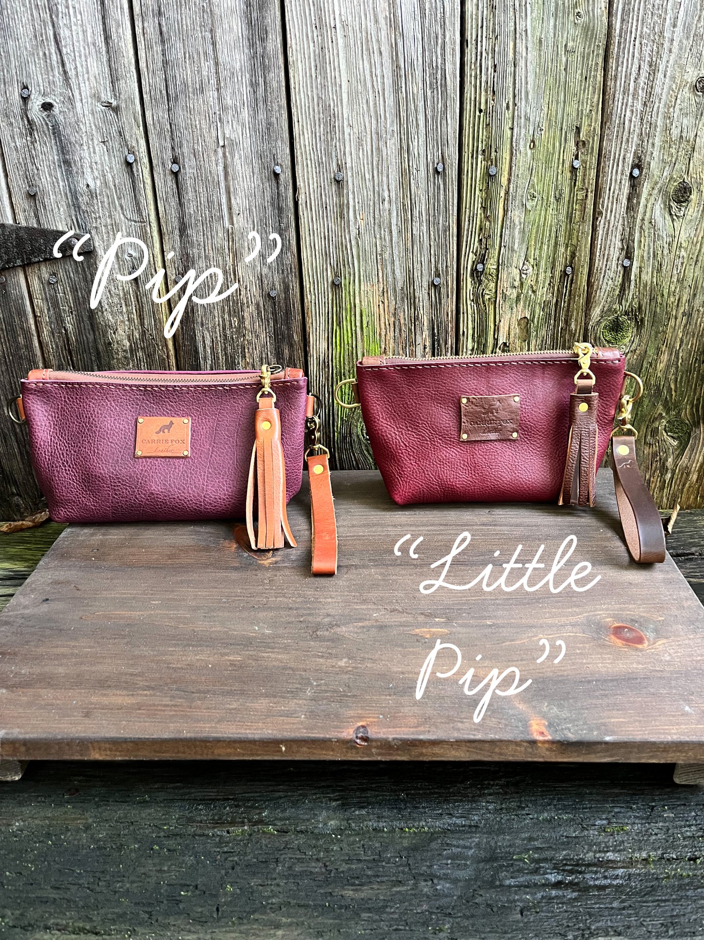 Pip Wristlet in Grape Bison with Cognac Leather Accents