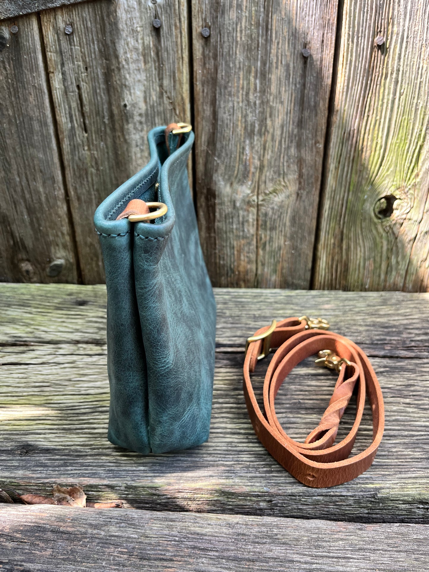 Leather Crossbody Mini in Blue Spruce