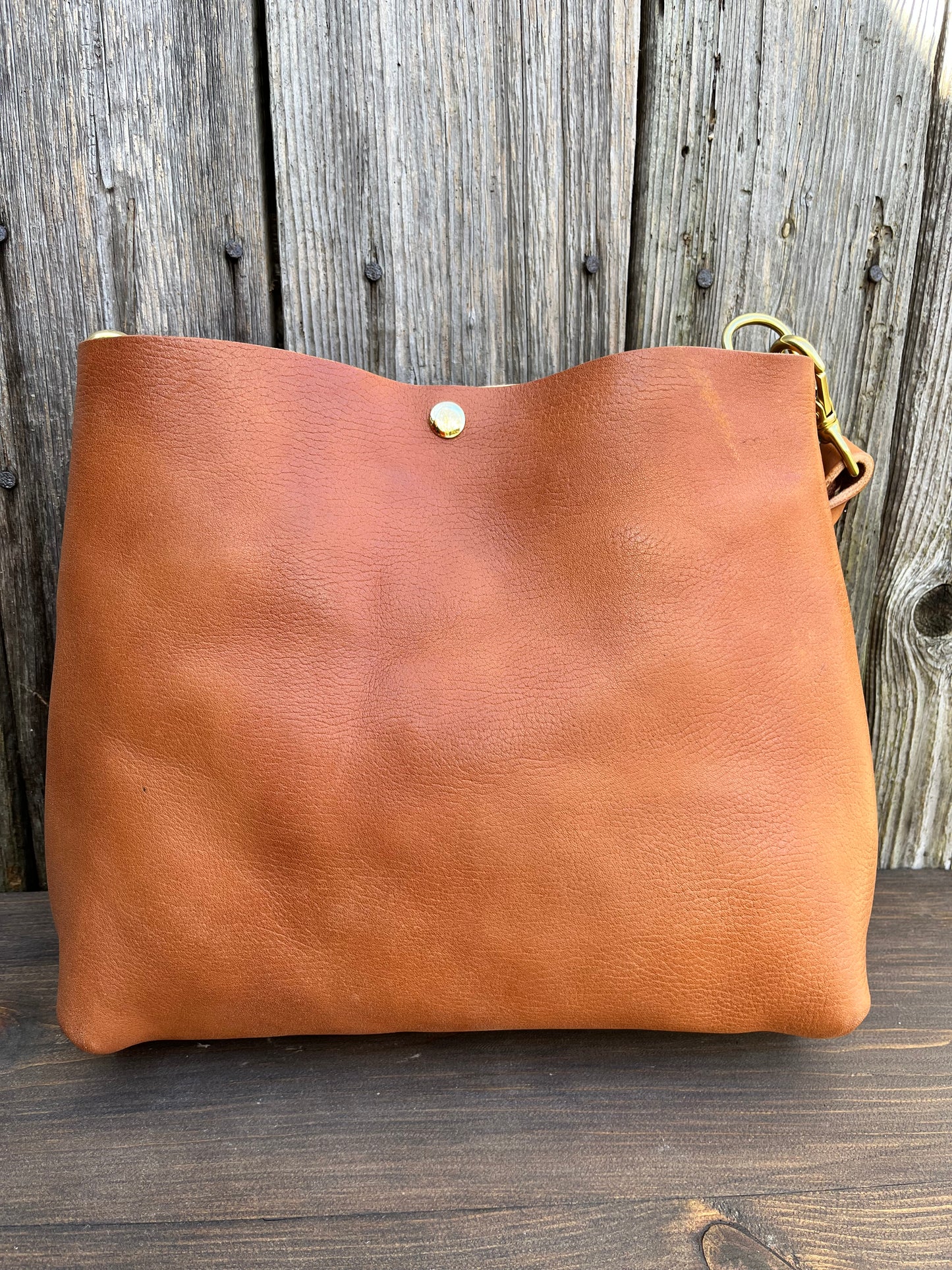 Emma Shoulder Bag in Wickett & Craig Milled Buck Brown with Longer Braided Leather Strap