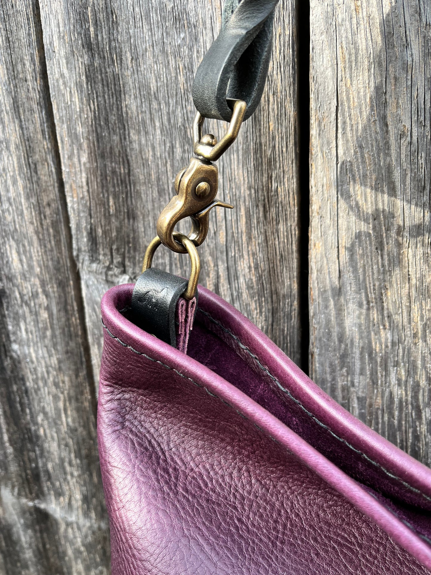 Mimi Slouch Bag in Violet with Braided Throwover Leather Tassel