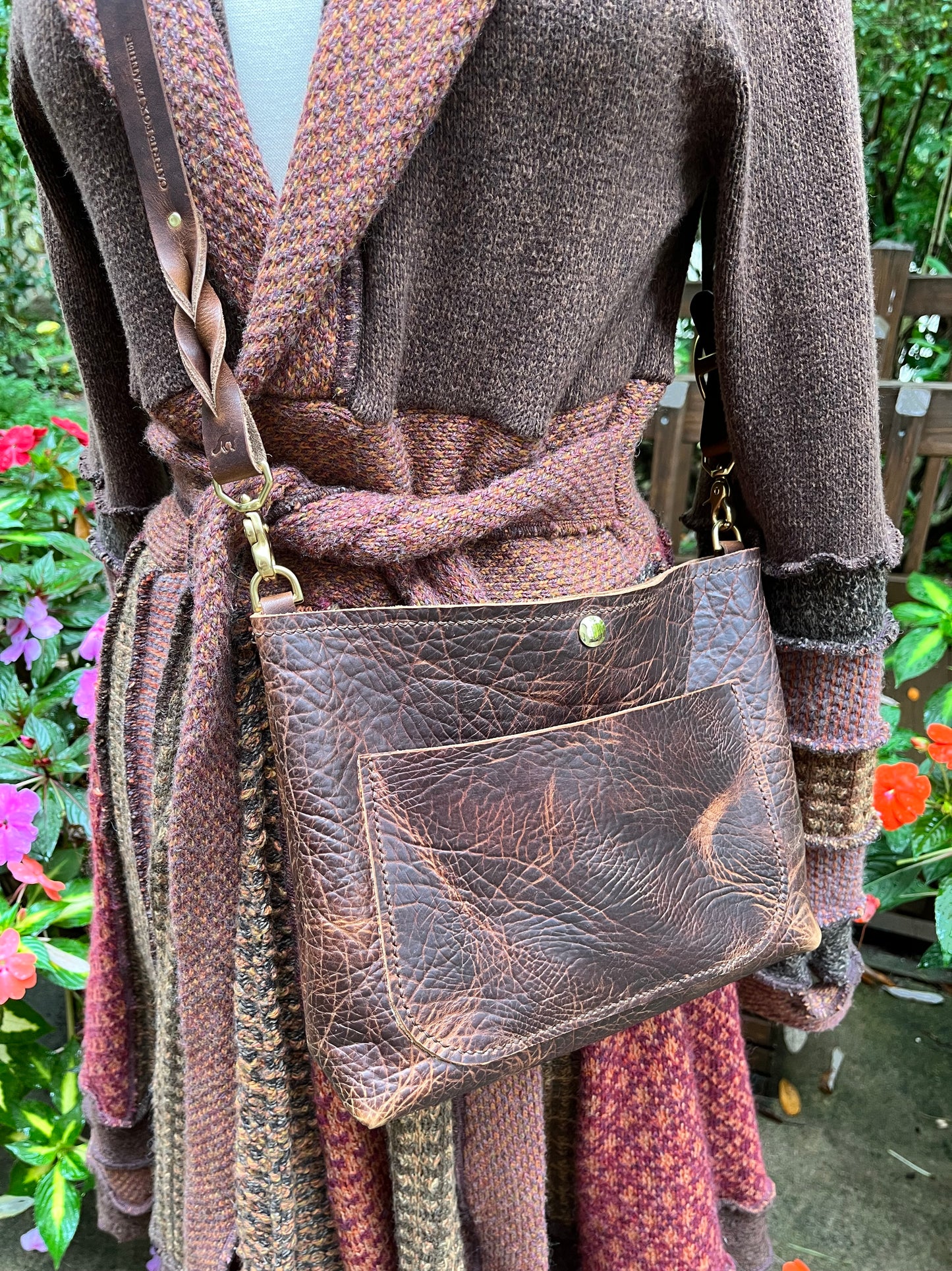 Leather Crossbody in Woodstock Distressed Bison