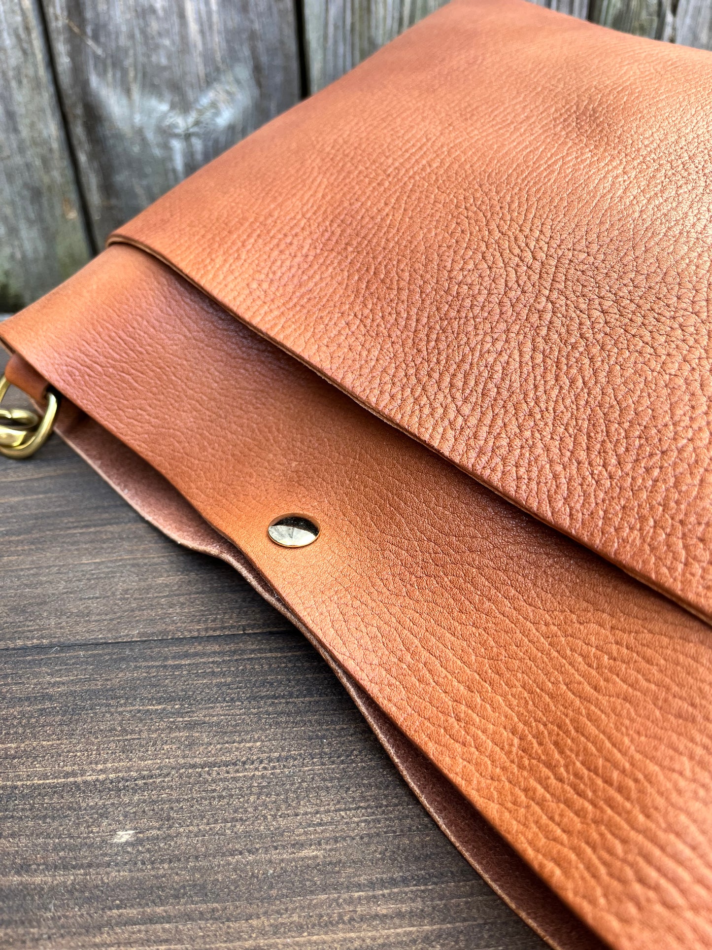 Emma Shoulder Bag in Wickett & Craig Milled Buck Brown with Longer Braided Leather Strap