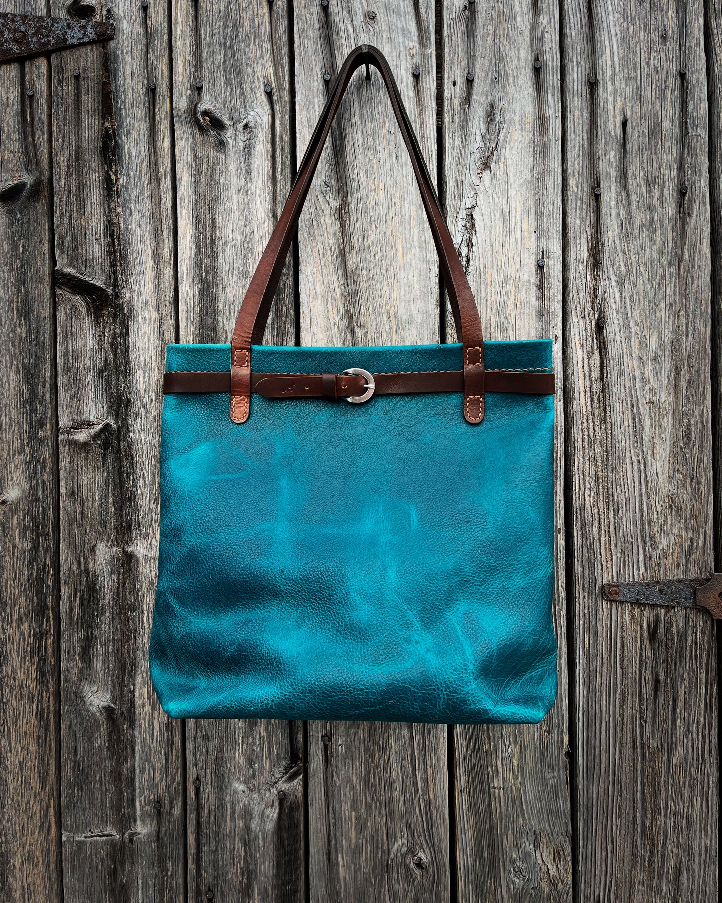 Foxy Tote in Blue Bison with Horween Leather Straps