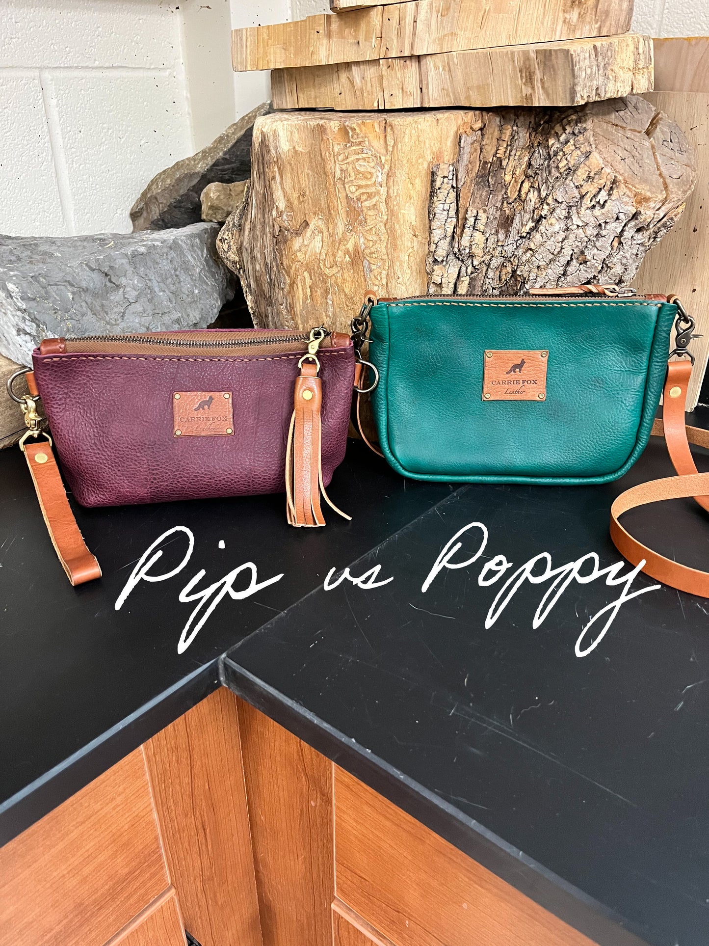 Poppy Crossbody in Emerald Cowhide with Brown Leather Accents