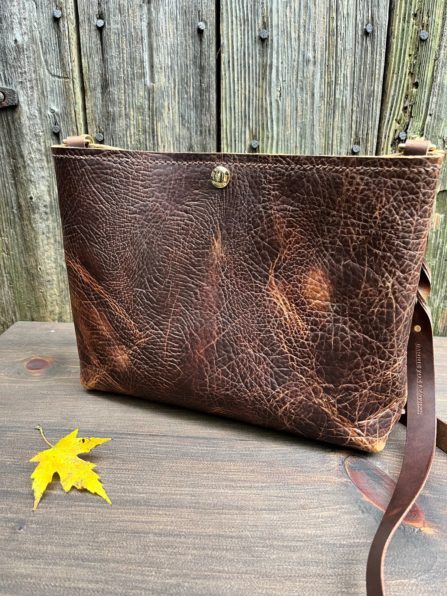 Leather Crossbody in Woodstock Distressed Bison