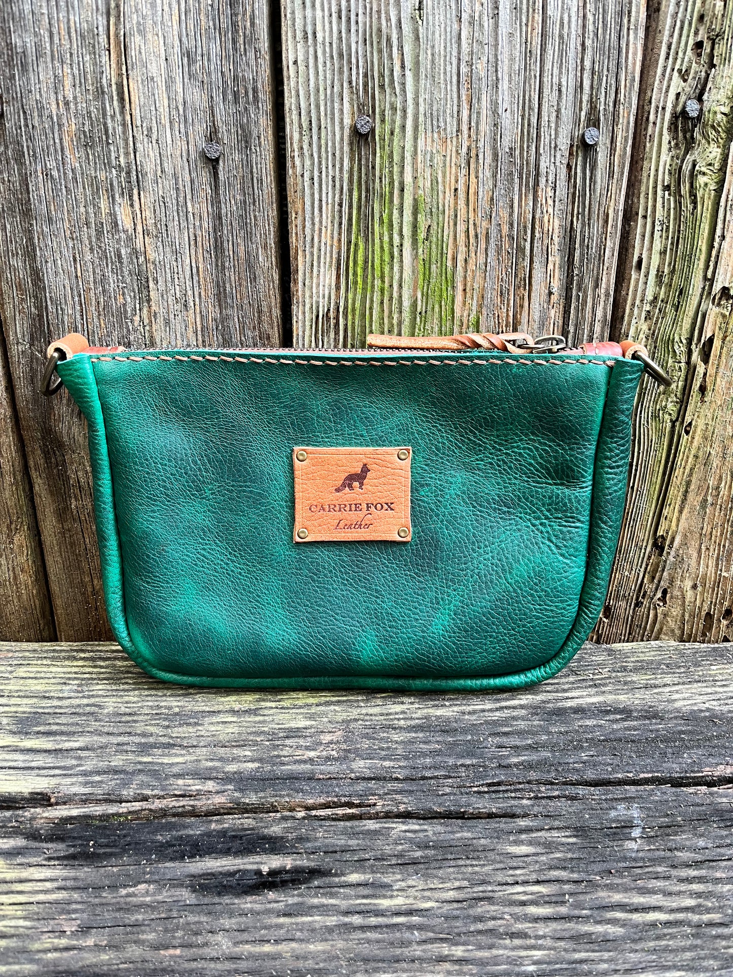 Poppy Crossbody in Emerald Cowhide with Brown Leather Accents