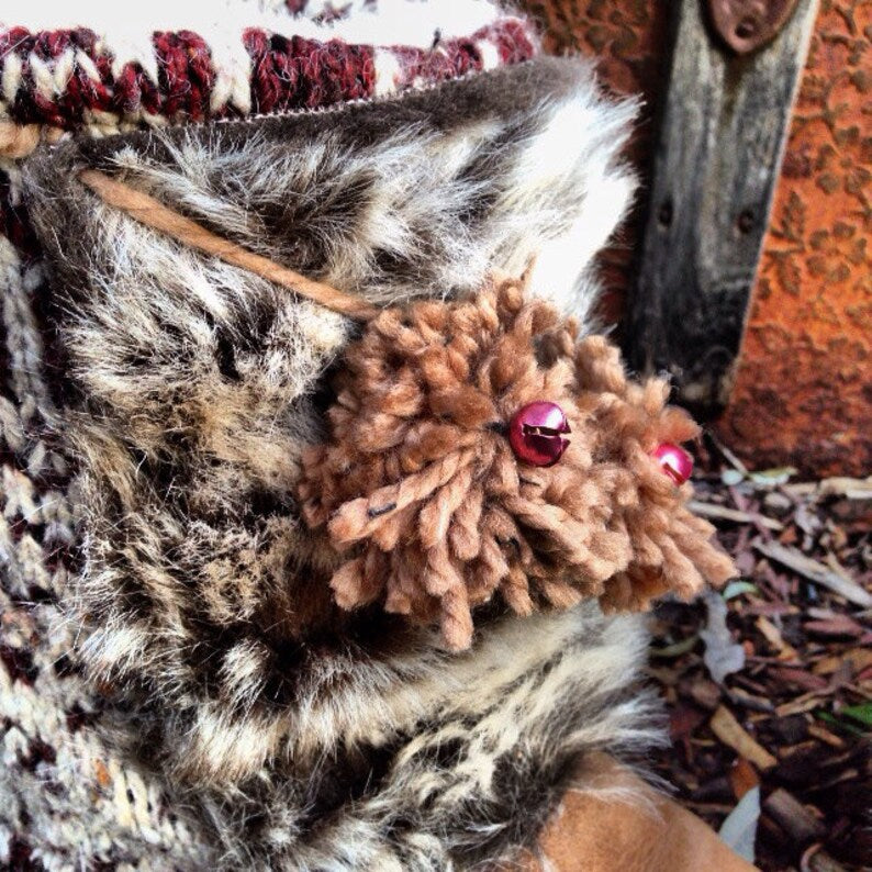 Sleigh Ride Fair Isle Boot Sweaters with Jingle Bells, Pom Pom Tassels, Boot Accessories