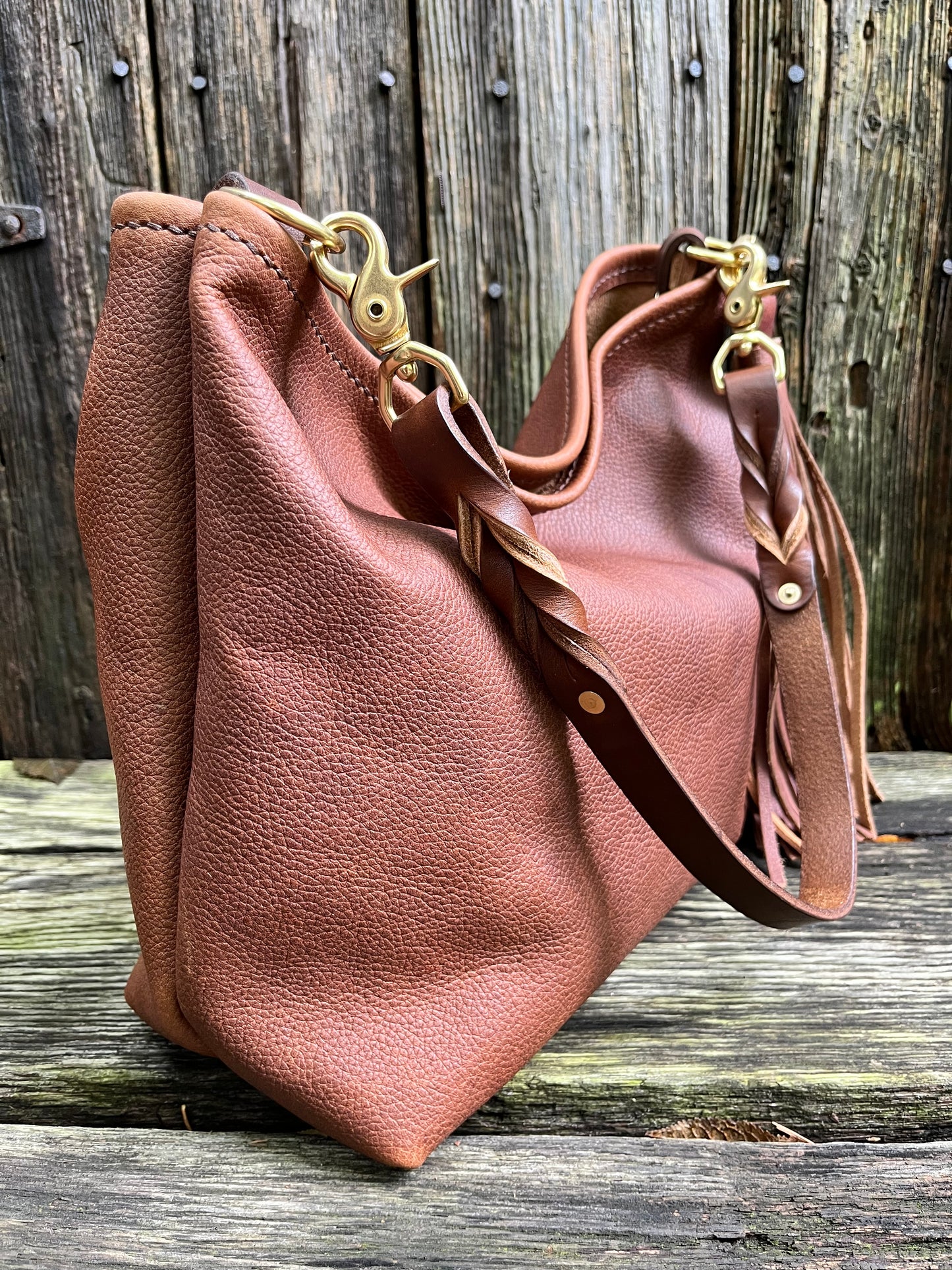 Mimi Slouch Bag in Maverick Brown with Leather Tassel