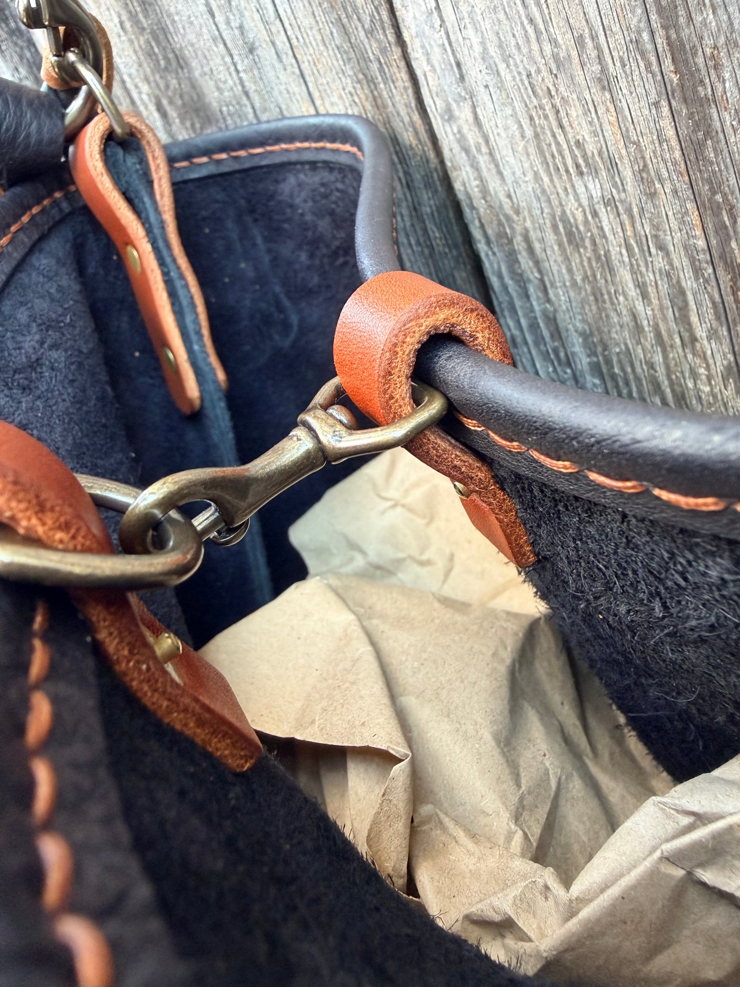 Chalet Bag in Distressed Black Bison for Lisa