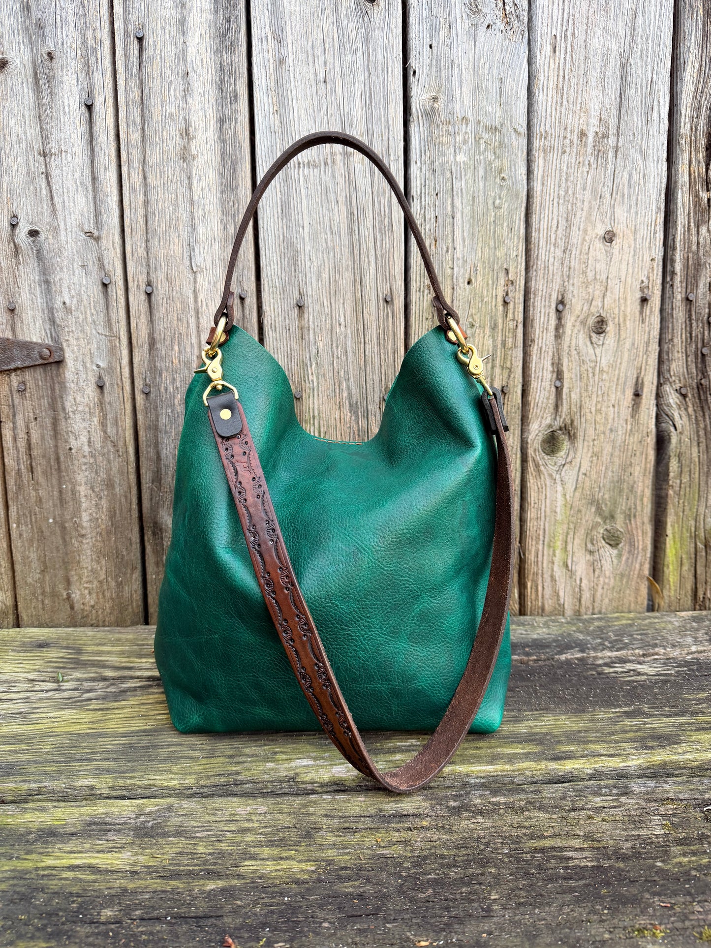 Scout Bucket in Emerald Cowhide