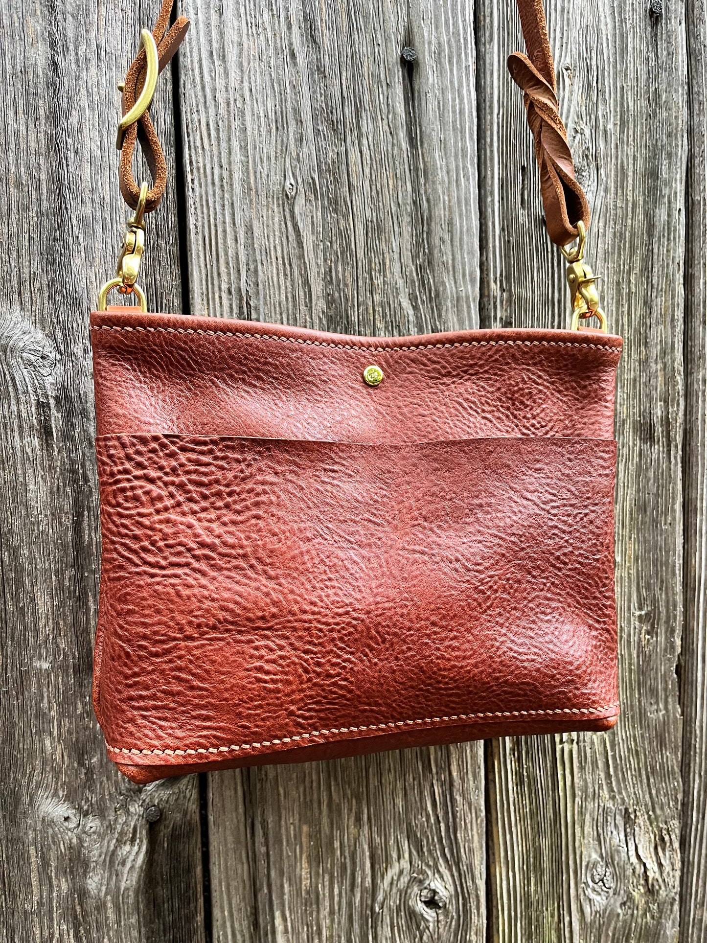 Emma Mini Crossbody in Cognac Milled Veg Tanned Leather