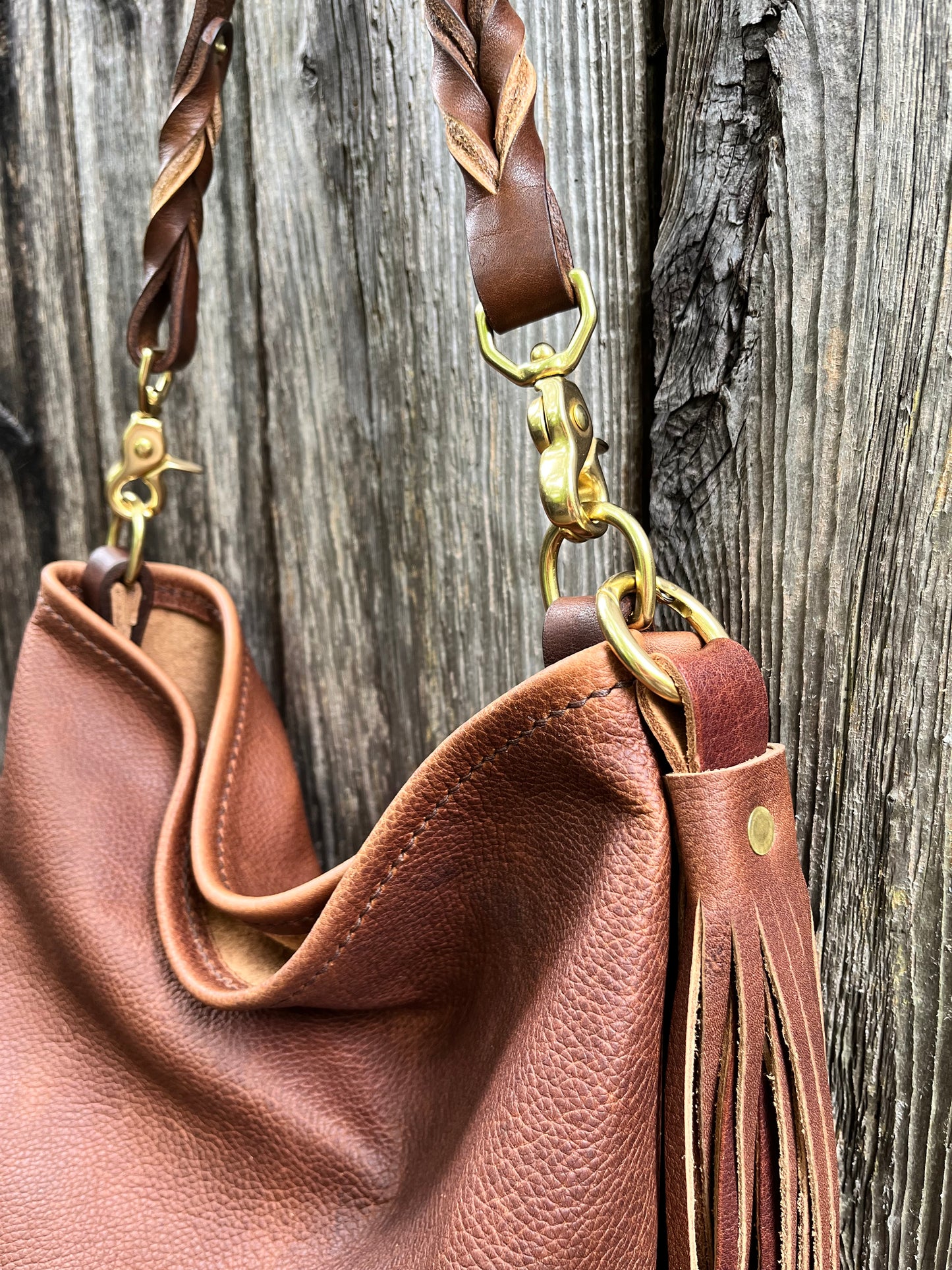 Mimi Slouch Bag in Maverick Brown with Leather Tassel