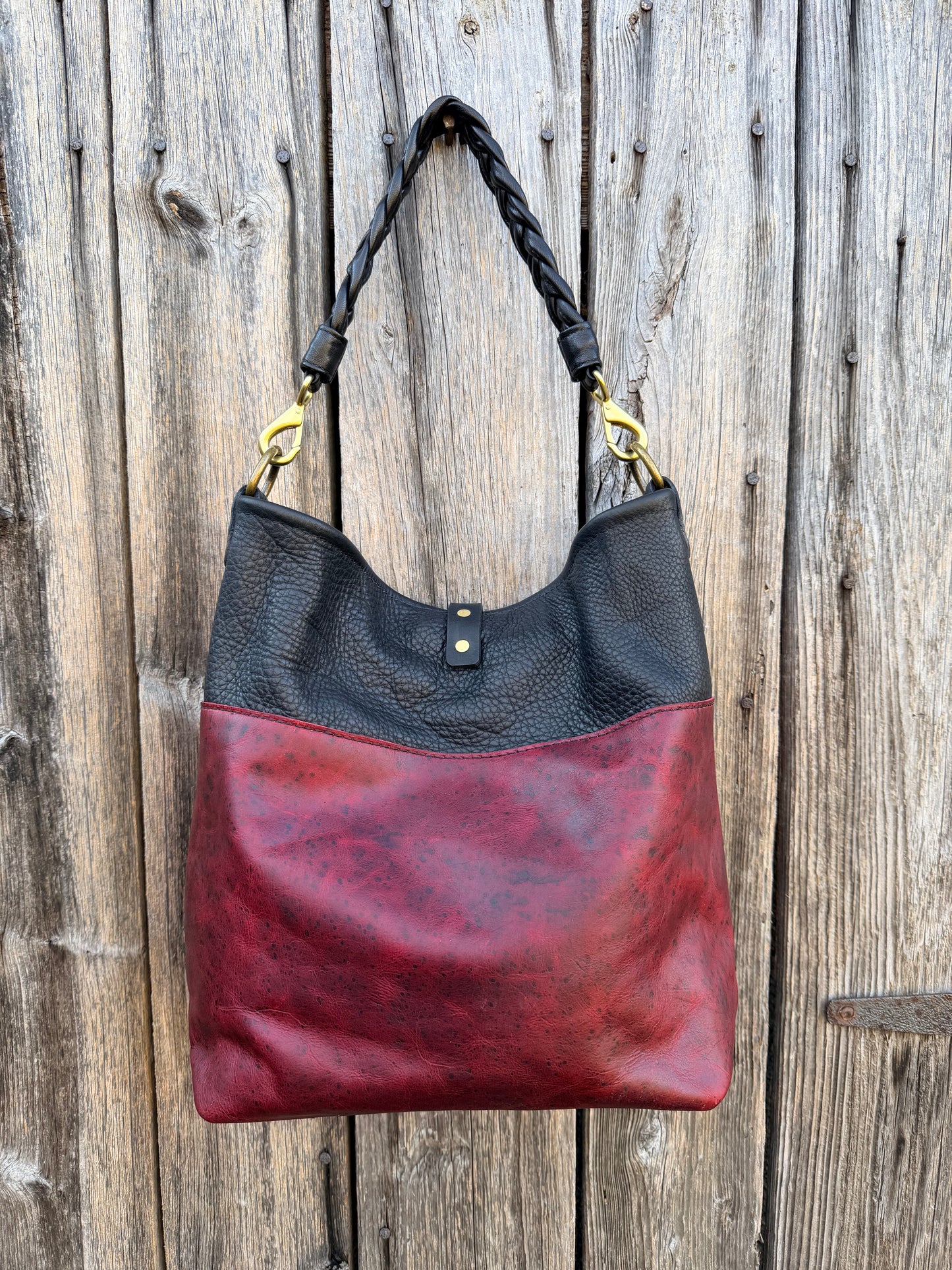 Custom Black Leather Throwover Tassel Closure for Karen