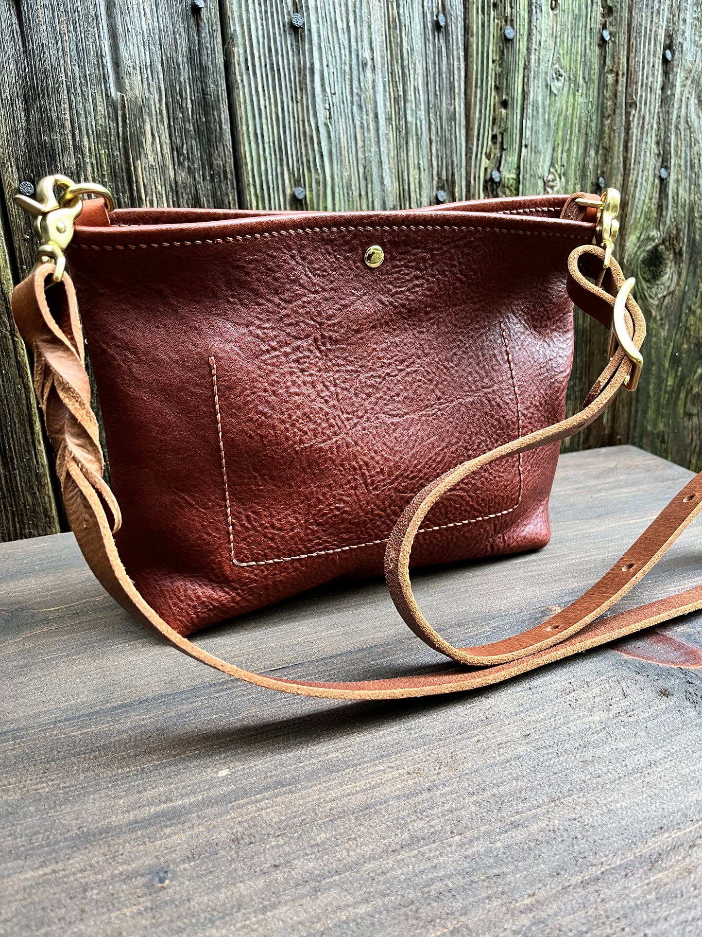 Emma Mini Crossbody in Cognac Milled Veg Tanned Leather