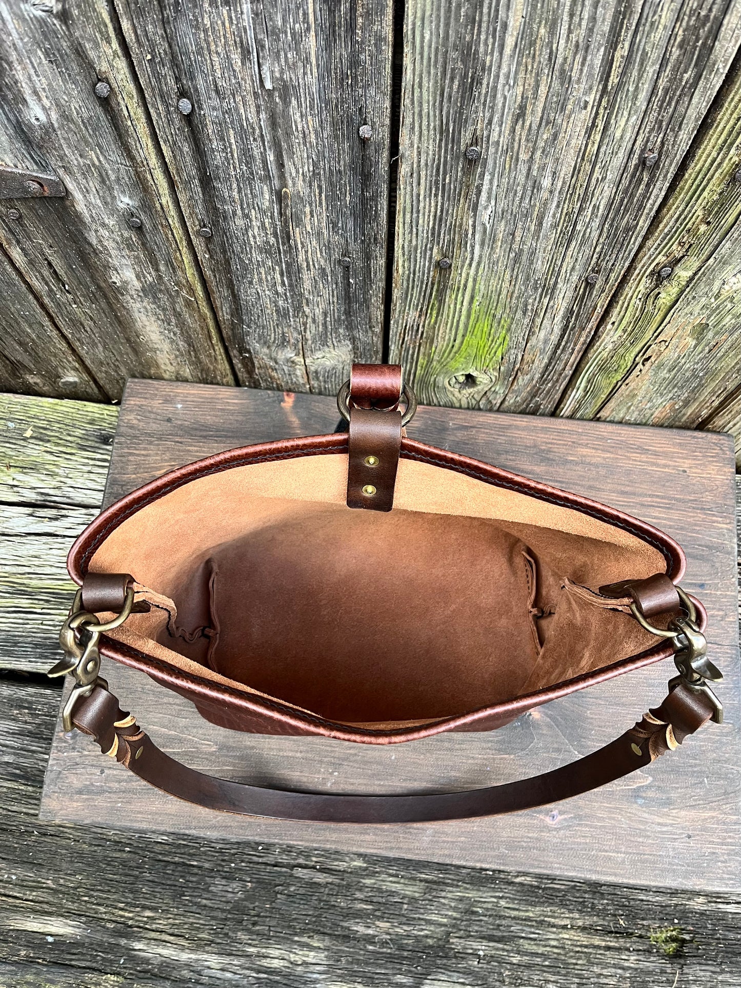 Mimi Slouch Bag in Rustic Dark Brown Leather with Braided Throwover Tassel